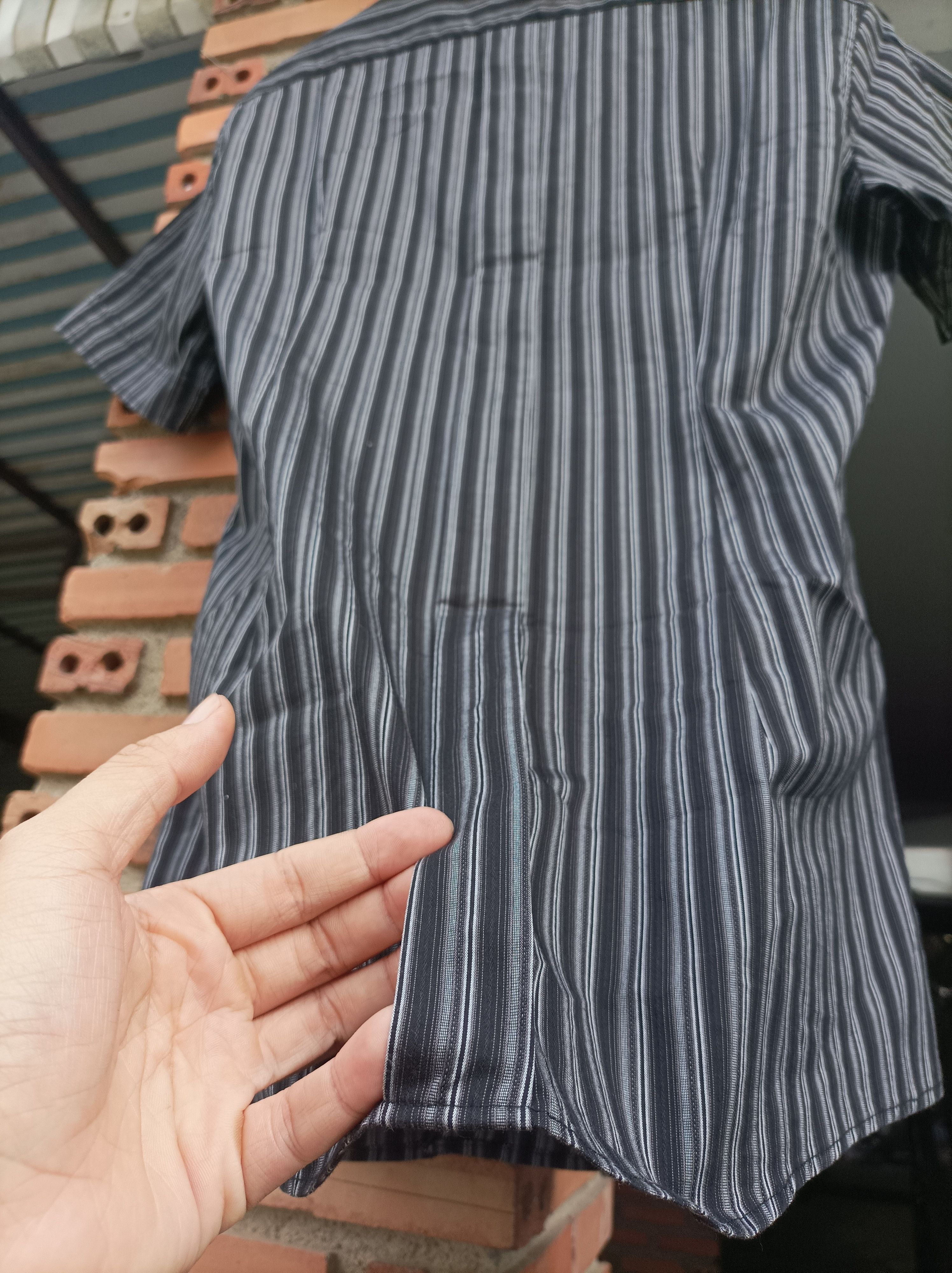 Yohji Yamamoto (S531) A.A.R. Black Gray Strip Short Sleeve Shirt Size US L / EU 52-54 / 3 - 10 Thumbnail