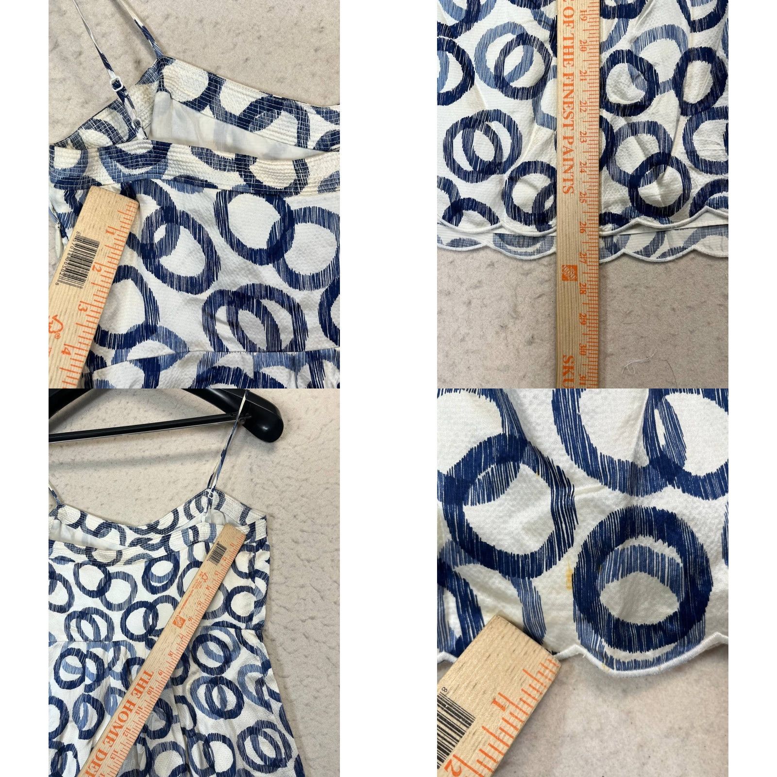 Juicy Couture VINTAGE Juicy Couture Dress Max Beach Sleeveless Skater Silk Blue White Knee Length 6 Womens Summer Size M / US 6-8 / IT 42-44 - 8 Thumbnail