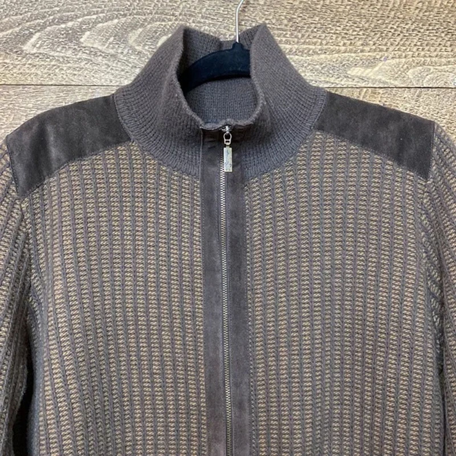 Moncler Vintage Moncler Brown Cardigan Sweater Size Large Zip Front Size US L / EU 52-54 / 3 - 3 Thumbnail