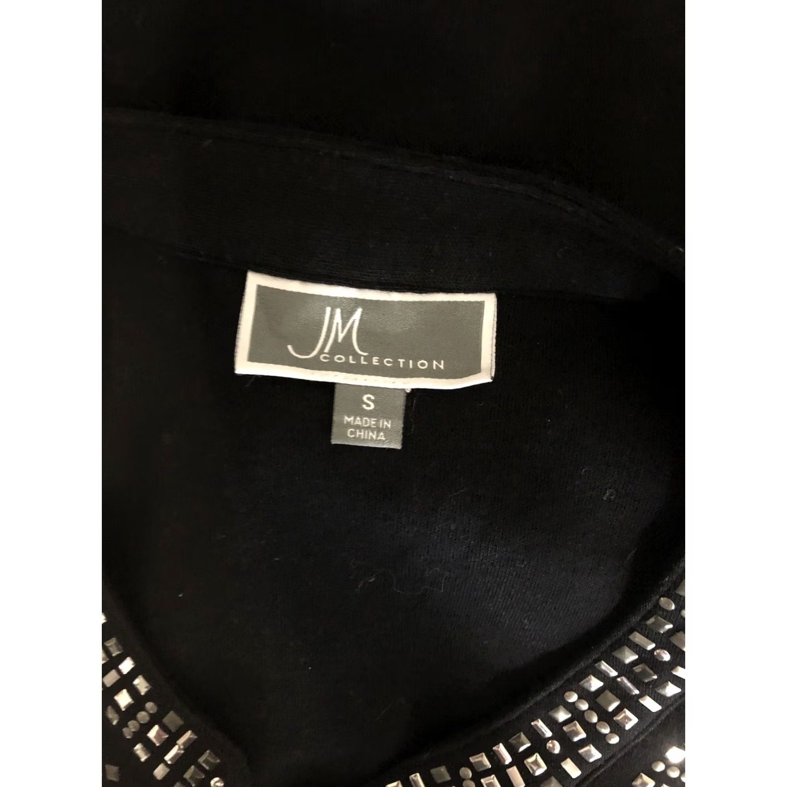 JM Collection JM Collection tunic top S Blk Stud Beaded V-Neck Longsleeve Metal Rock Gothic Size S / US 4 / IT 40 - 5 Thumbnail