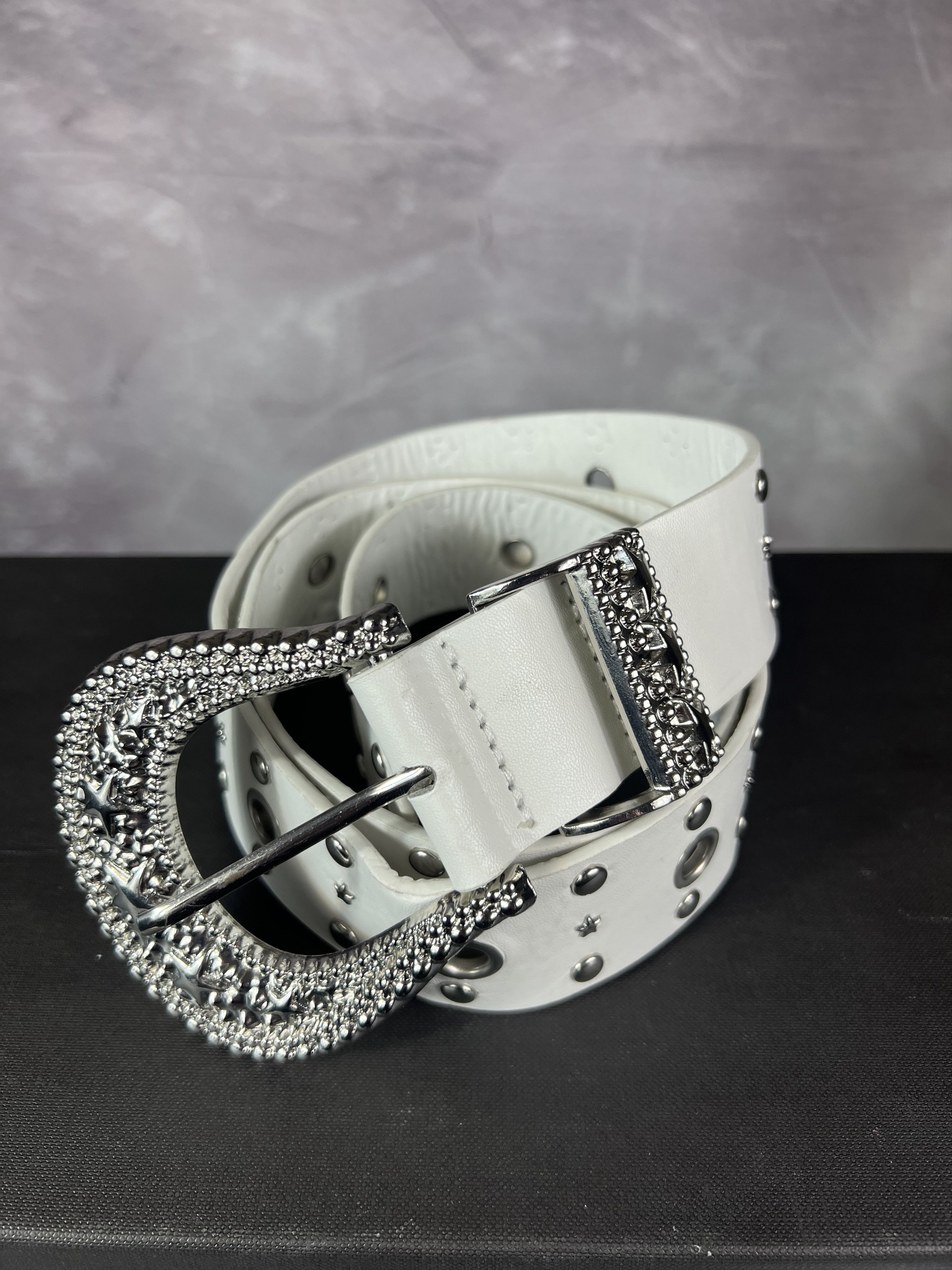Vintage Large Plaque perforations Y2K Belt Size 32 - 2 Thumbnail