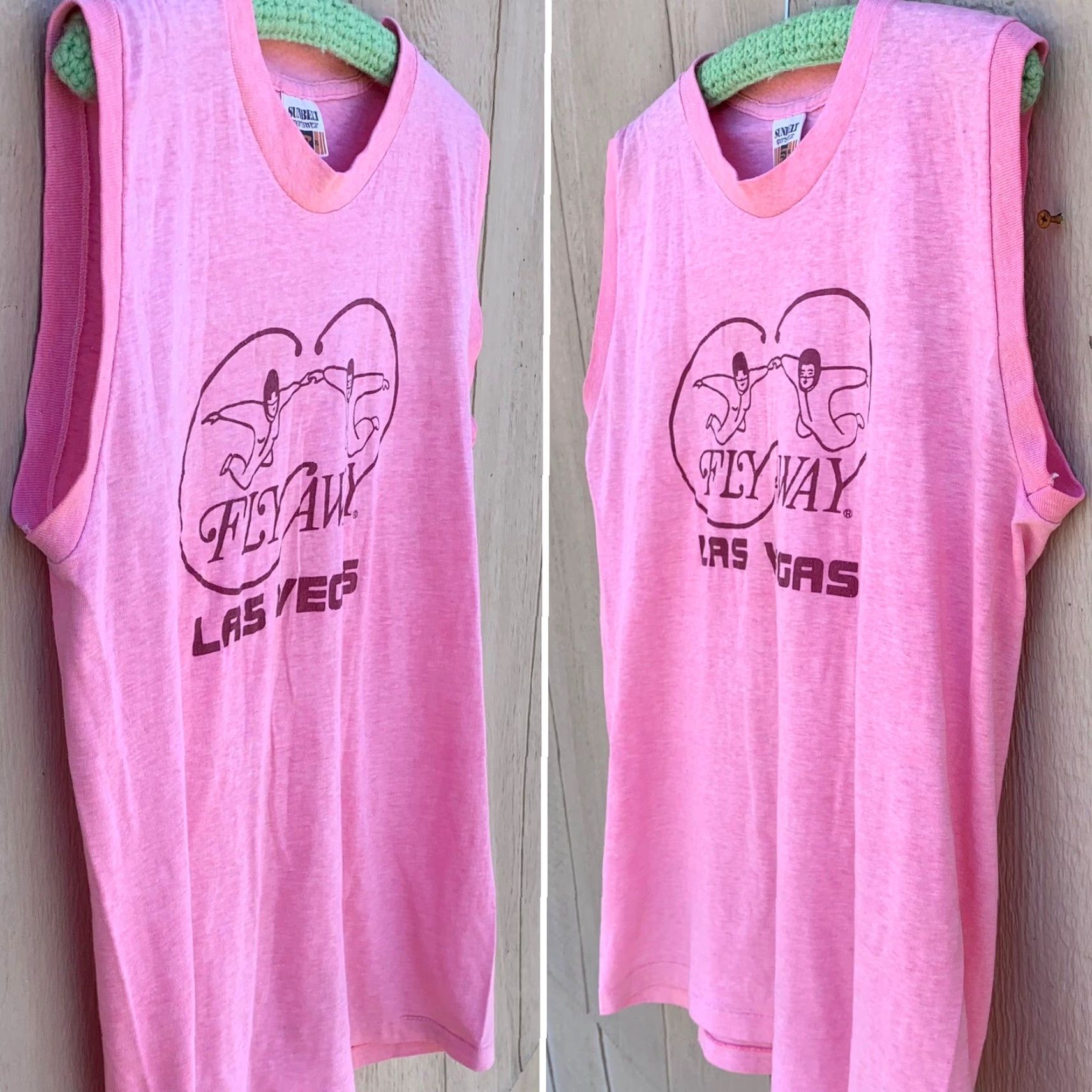 Vintage vintage Sunbelt Fly Away Las Vegas muscle tee pink sleeveless t shirt 80s 1980s XL Men graphic tee Size US XL / EU 56 / 4 - 2 Thumbnail