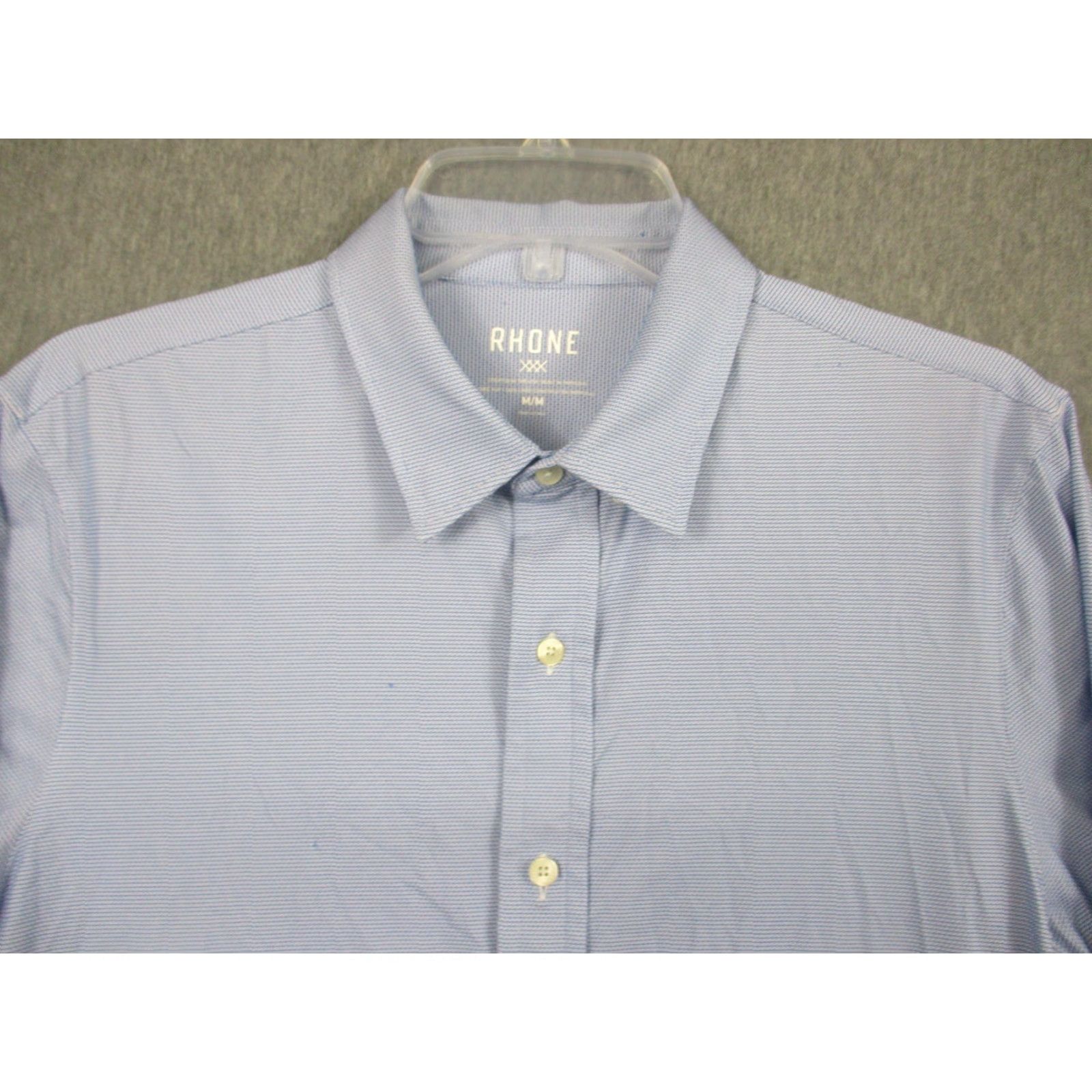 Rhone Rhone Mens Dress Shirt Long Sleeve Blue Geometric Stretch Portugal Size 40R - 2 Thumbnail
