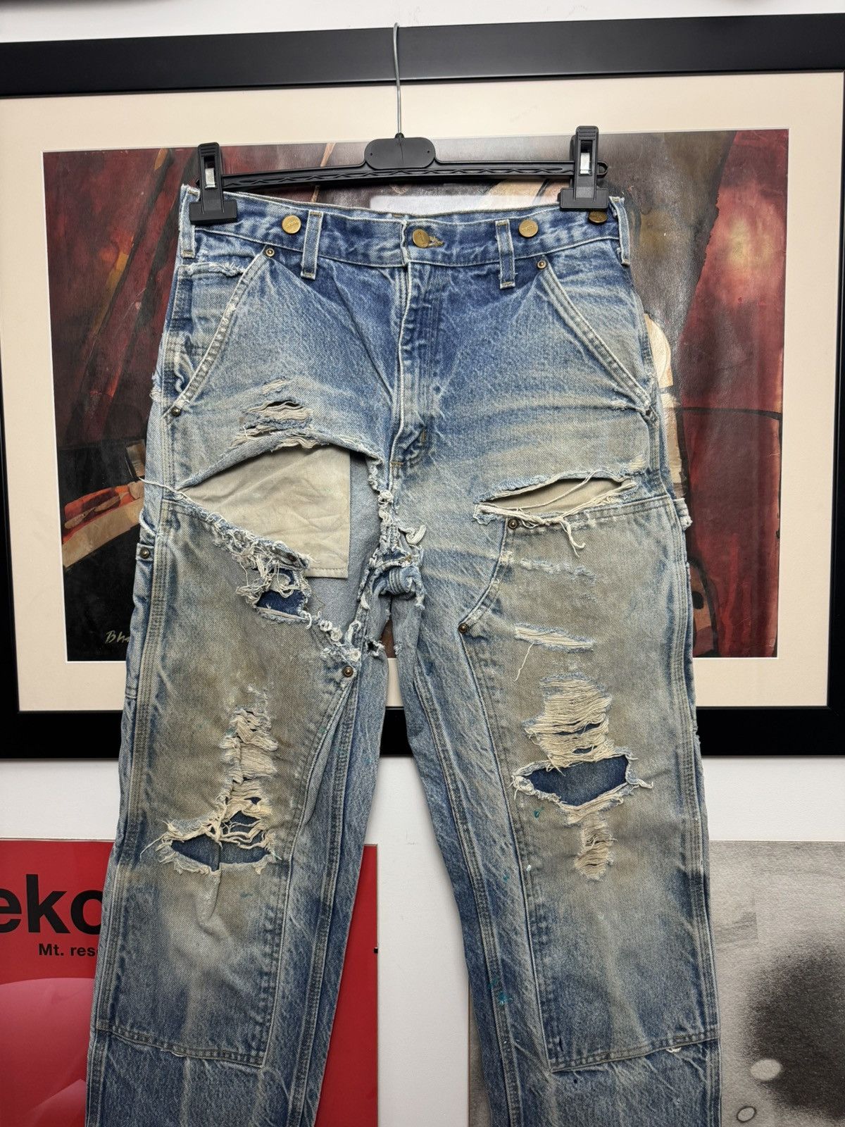 Carhartt Vintage 90s Faded Trashed Carhartt Double Knee Pant Workwear Size US 31 - 5 Thumbnail