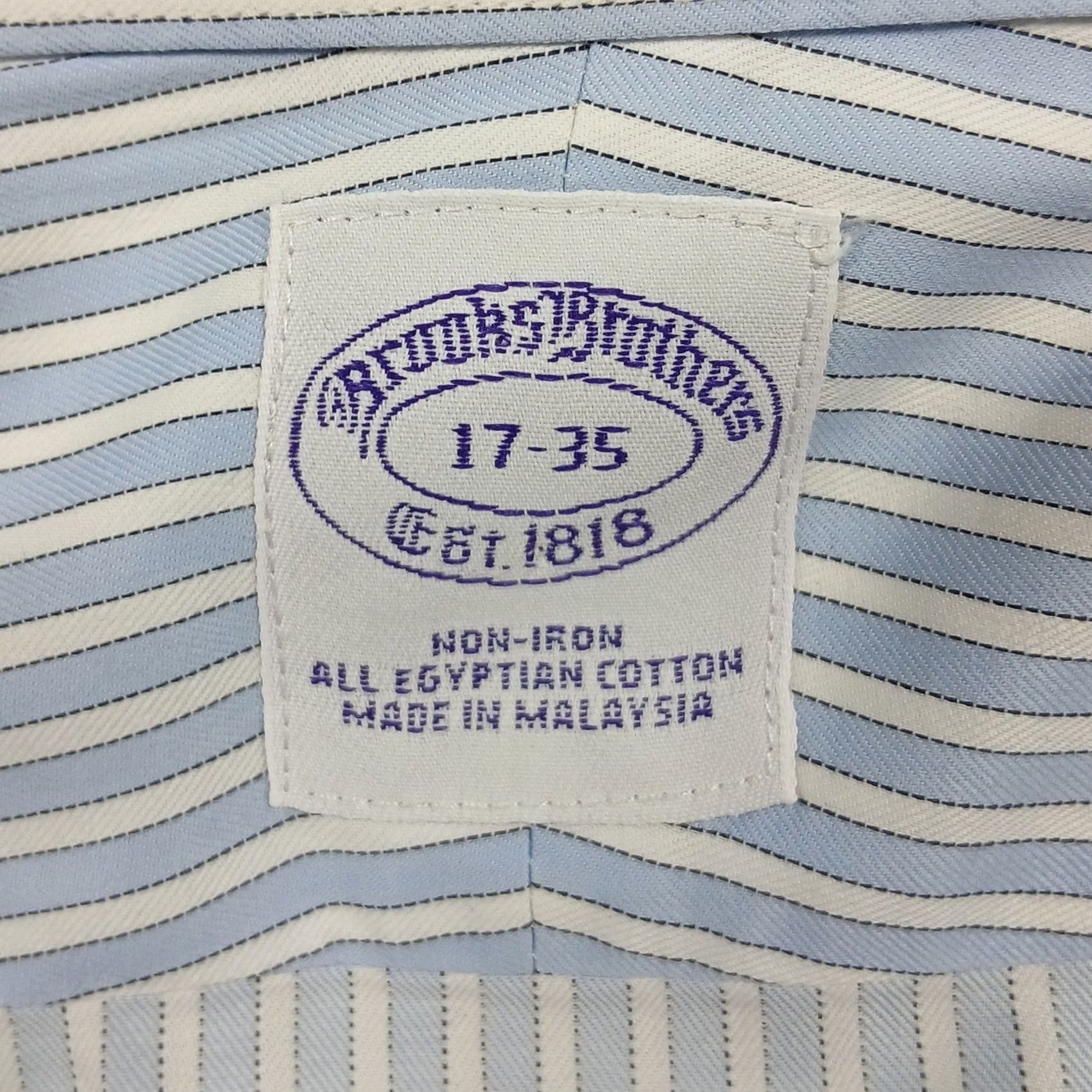 Brooks Brothers Brooks Brothers Non-Iron Dress Shirt Men 17-35 Blue White Stripe Egyptian Cotton Shirtlace? Size US XL / EU 56 / 4 - 4 Thumbnail