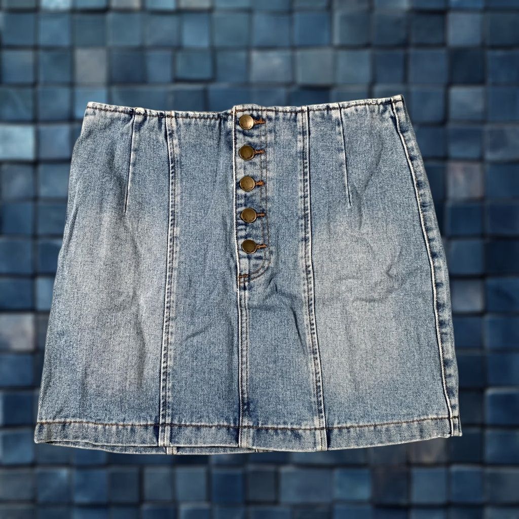 Billabong Billabong Skirt Womens 31 Blue Denim Button Front Mini High Waist Casual Summer Size 24" / US 00 / IT 34 - 1 Thumbnail