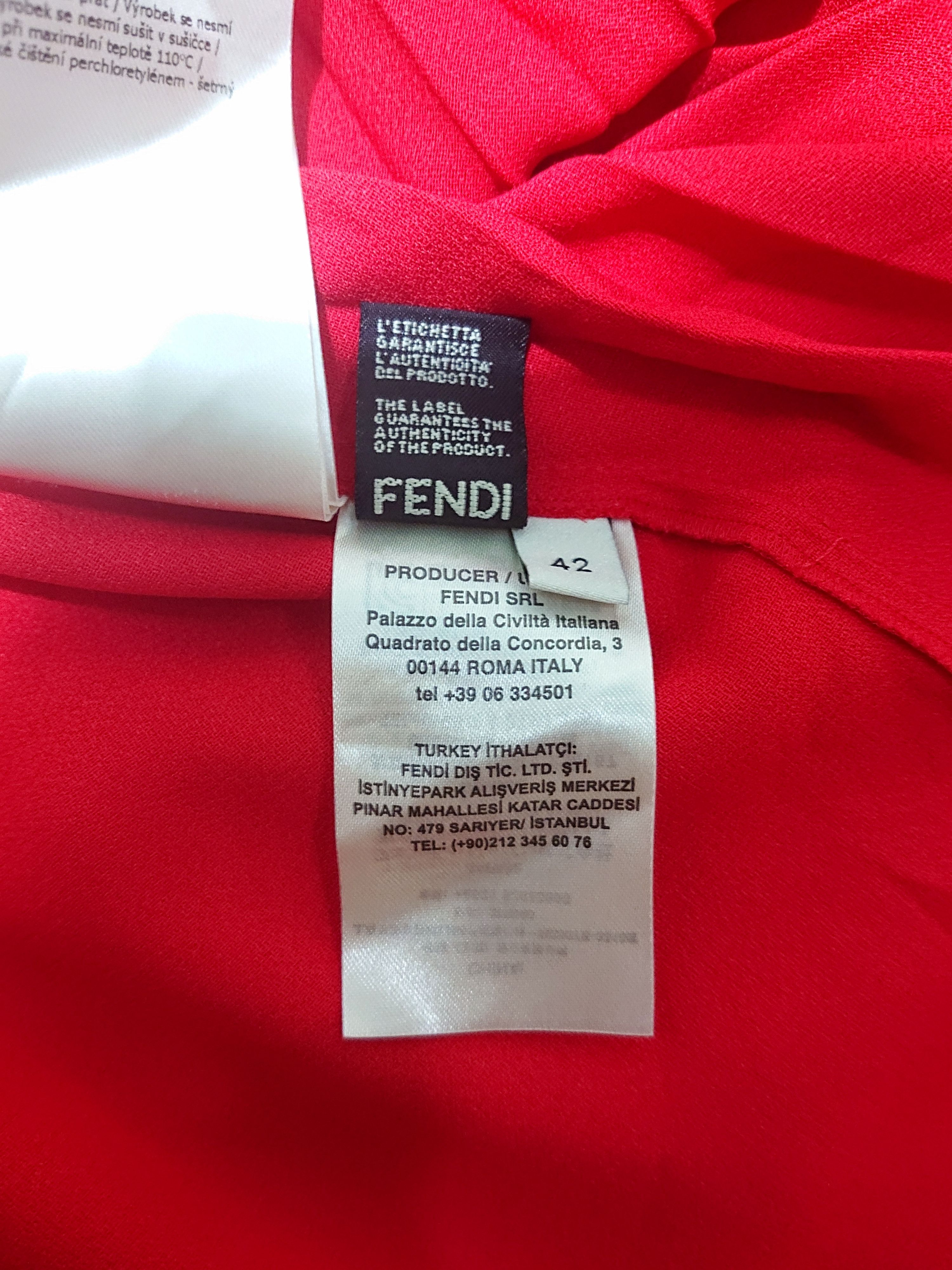 Fendi FENDI Pleat-side Tie-neck Satin Mini Dress In Red Size M / US 6-8 / IT 42-44 - 10 Thumbnail