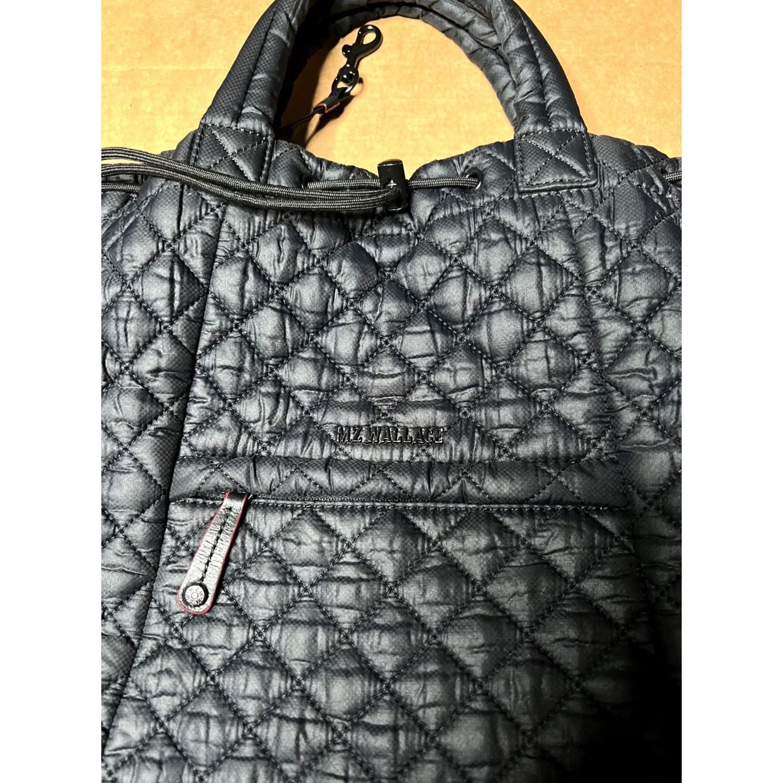 MZ Wallace MZ Wallace Metro Convertible Backpack Tote Medium Black Quilted Nylon Shoulder Bag Size ONE SIZE - 3 Thumbnail