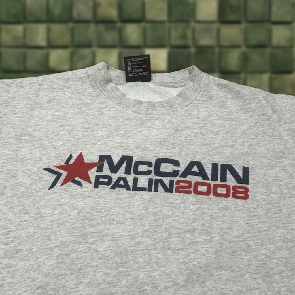 Vintage VINTAGE Bayside McCain Palin Crewneck Sweat Shirt Mens XL Gray Republicans Sweatshirt Crew Neck 90s Logo Pullover Knit Cotton Blend Solid Mens Size US XL / EU 56 / 4 - 1 Thumbnail