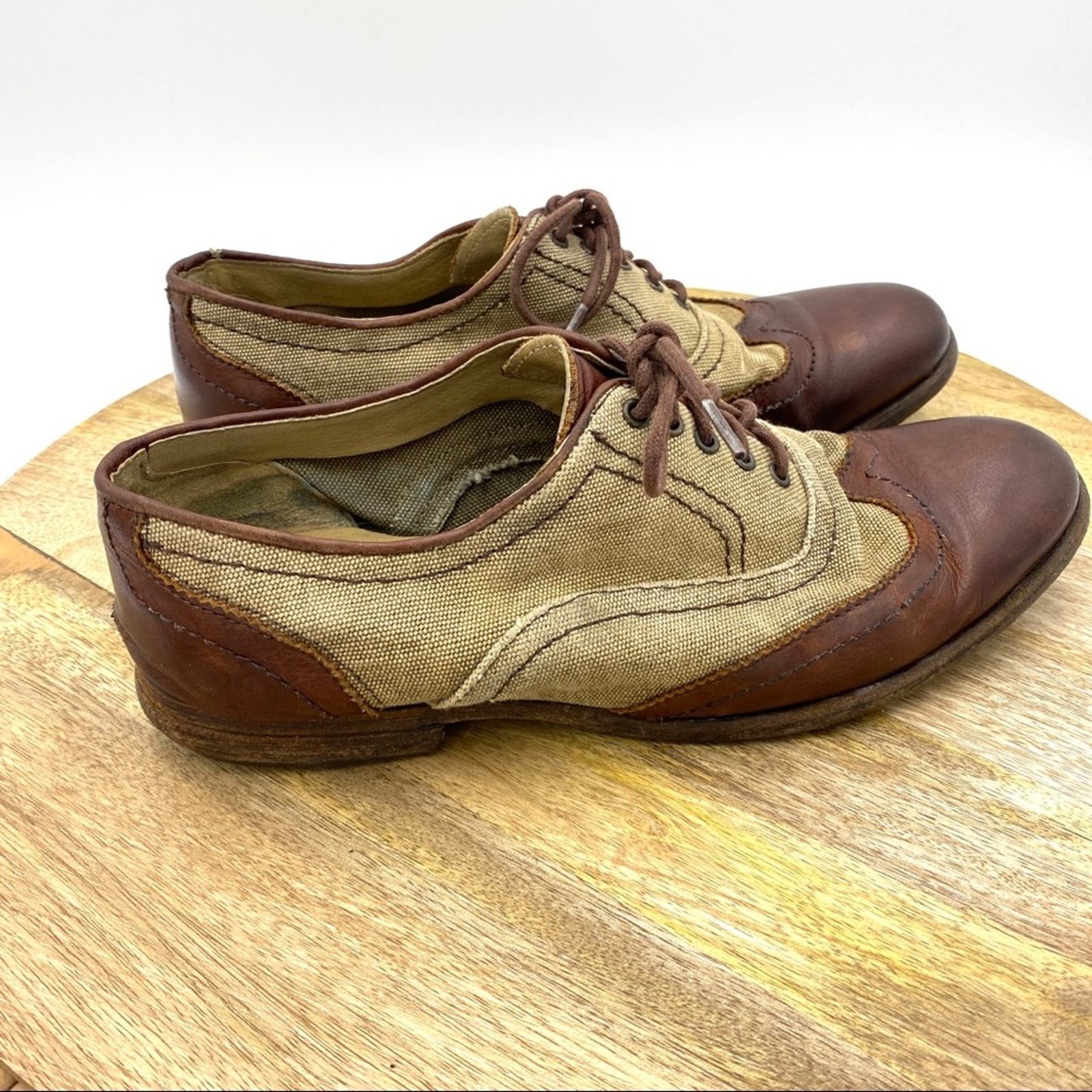 Frye Frye Harvey Canvas Oxfords Leather Wing Tips Size US 8 / EU 41 - 5 Thumbnail