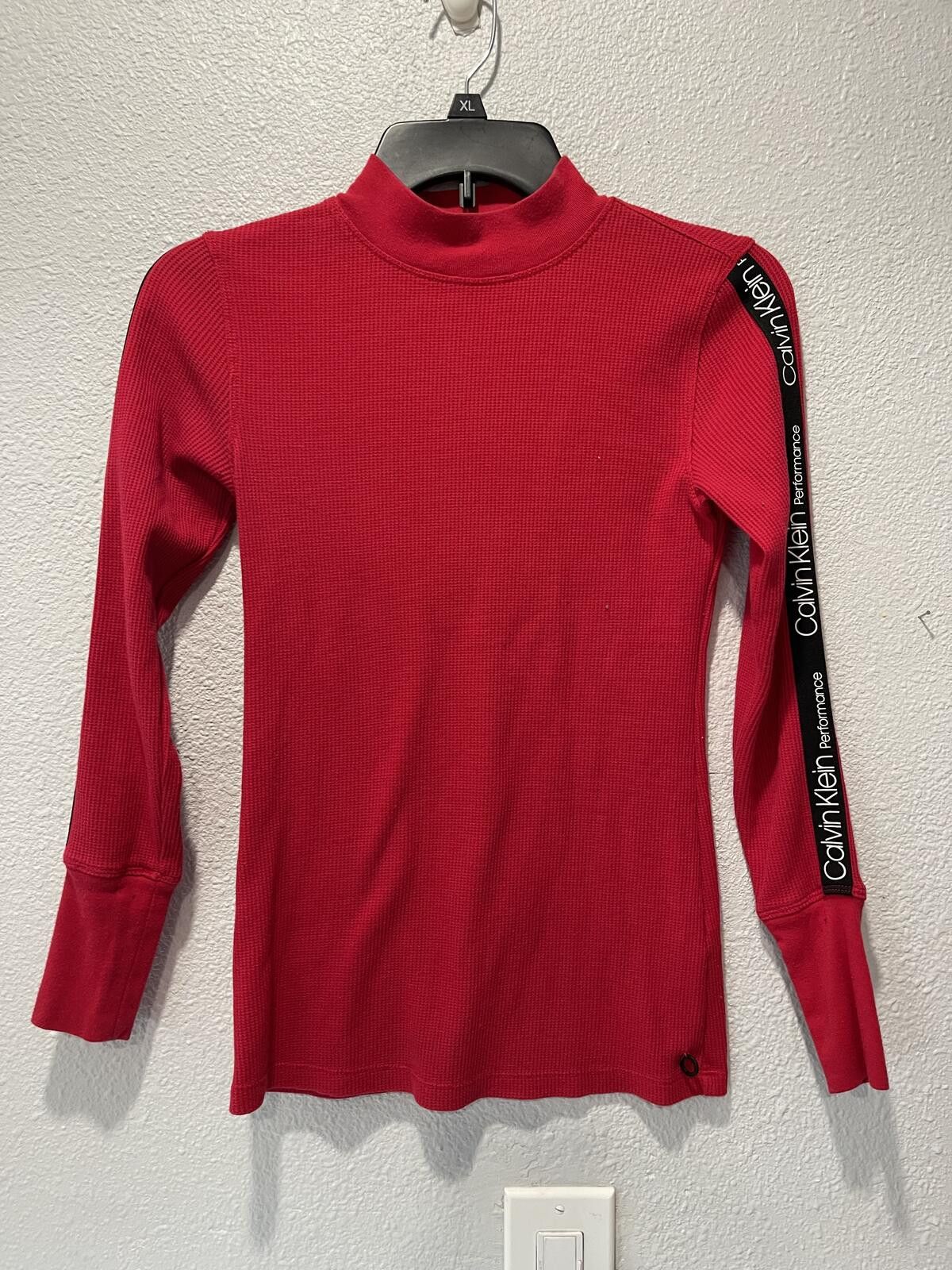 Calvin Klein Calvin Klein Performance Red Long Sleeve Stretch Top XS Size XS / US 0-2 / IT 36-38 - 1 Thumbnail