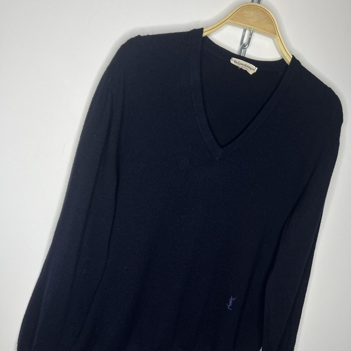 Designer × Yves Saint Laurent Yves Saint Laurent YSL Wool Jumper Sweater Knitwear Navy Size US M / EU 48-50 / 2 - 3 Thumbnail