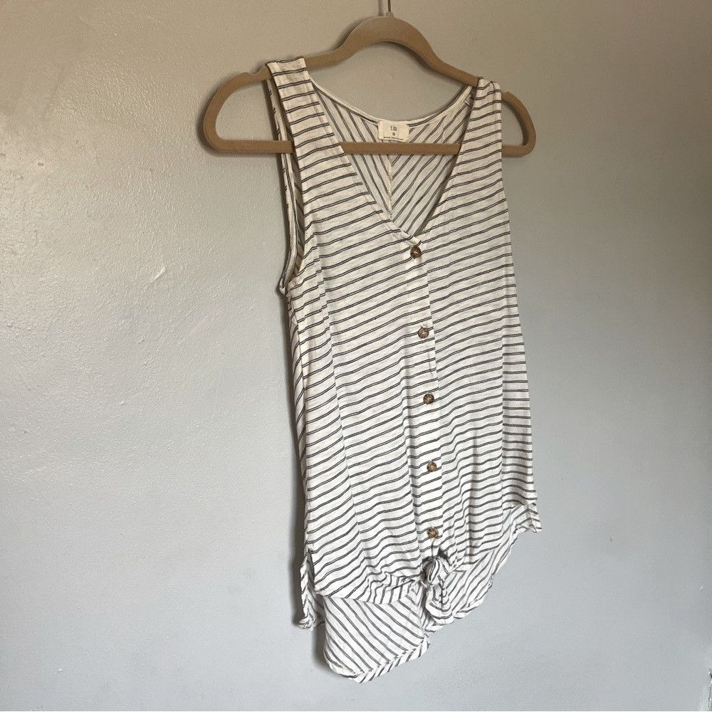 Anthropologie Anthropologie T.La Black White Stripe Tie Tank Top XSS Size XXS / US 00 / IT 34 - 1 Thumbnail
