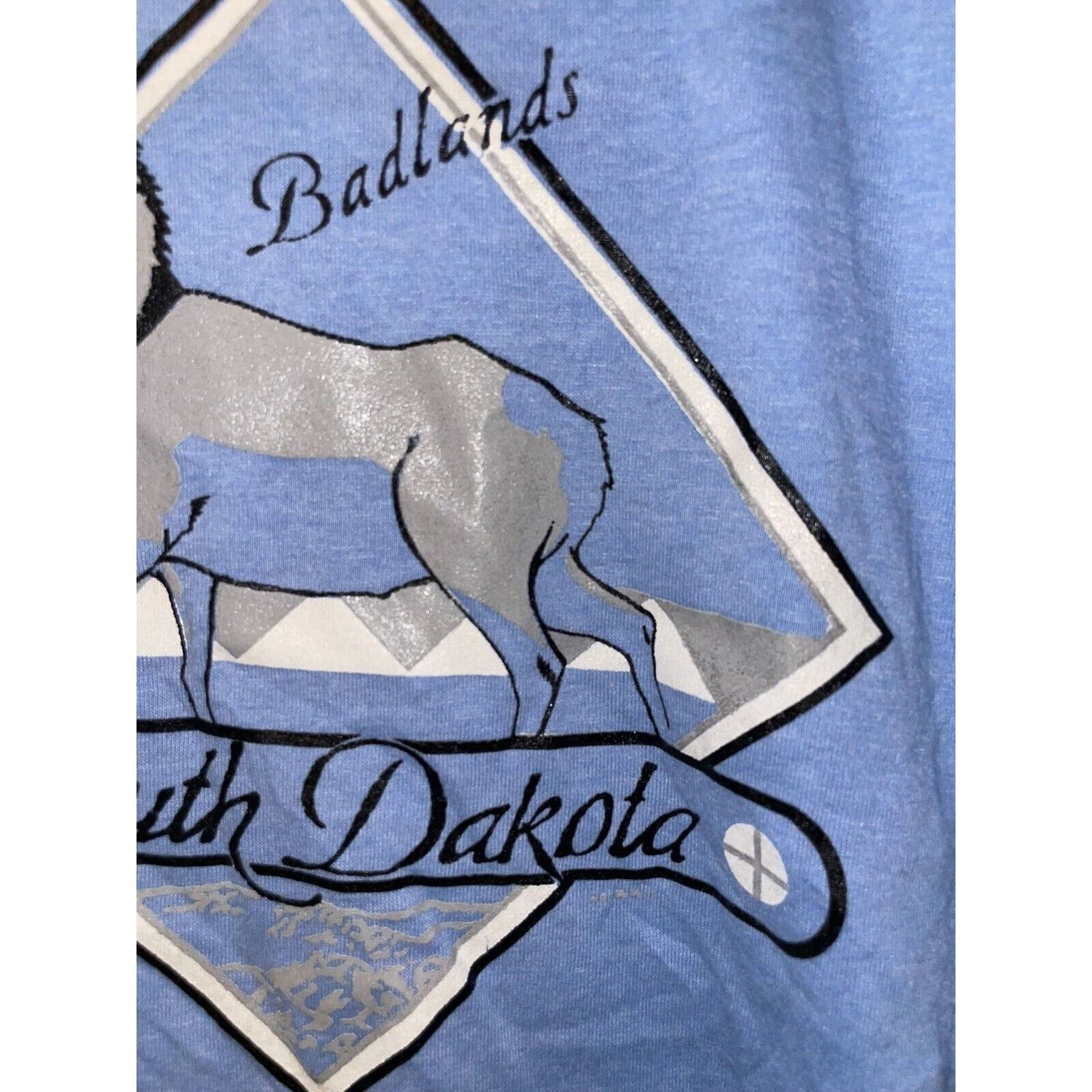 Russell Athletic Vintage Antelope Shirt Badlands SD 80s USA Made Blue Tee VTG Size US M / EU 48-50 / 2 - 6 Thumbnail