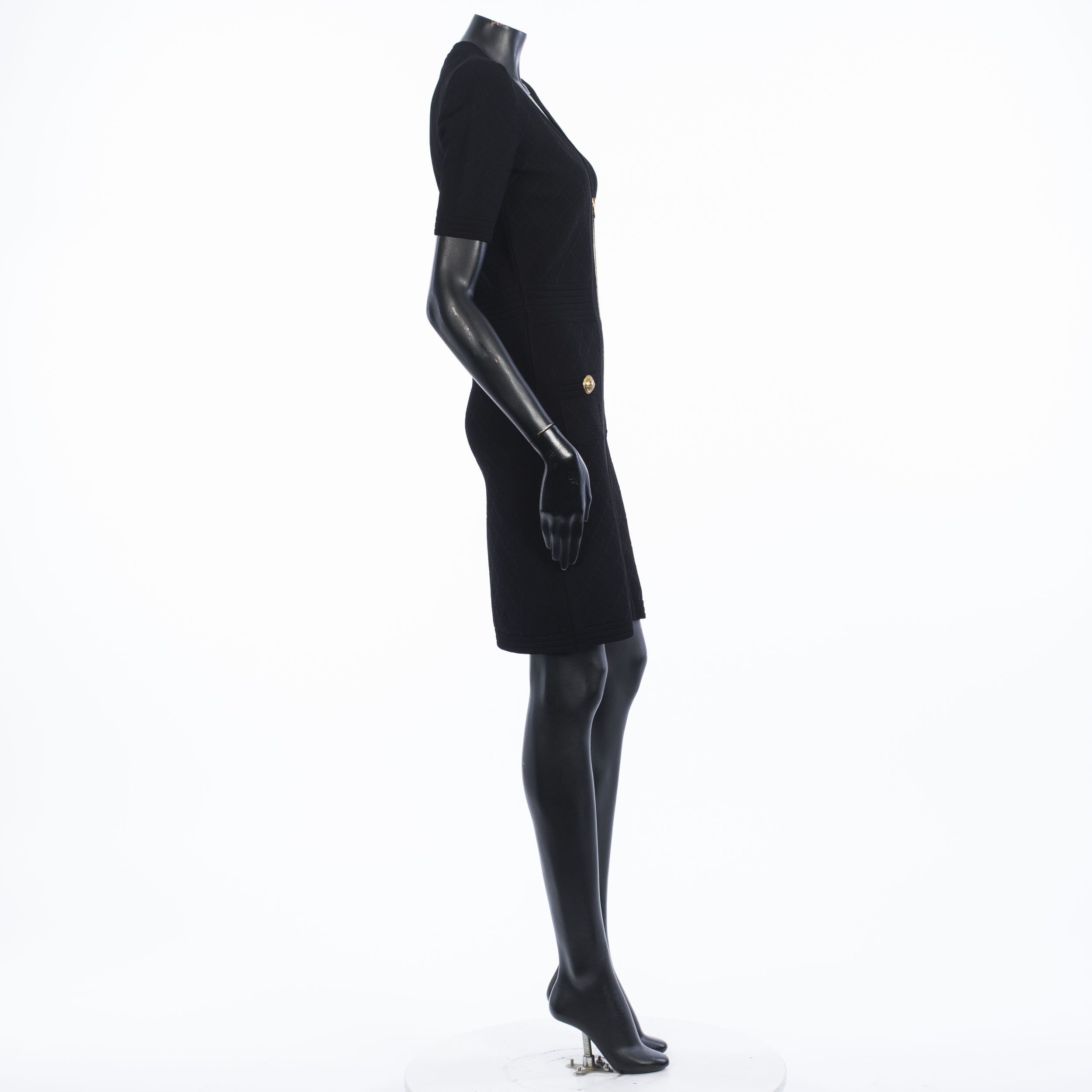 Balmain Short Black Knit Dress With Gold-tone Zip Fastening Size M / US 6-8 / IT 42-44 - 7 Thumbnail