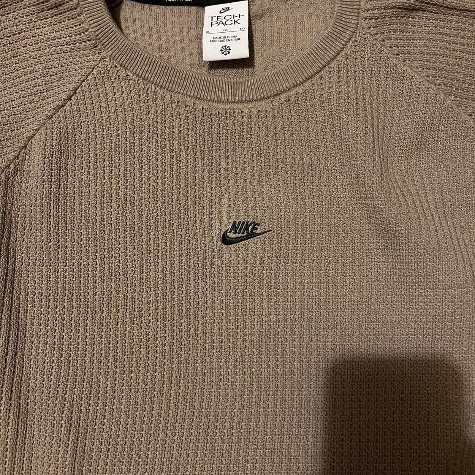 Nike × Vintage brown black nike center swoosh pack knitted sweater xl heavy Size US XL / EU 56 / 4 - 2 Thumbnail