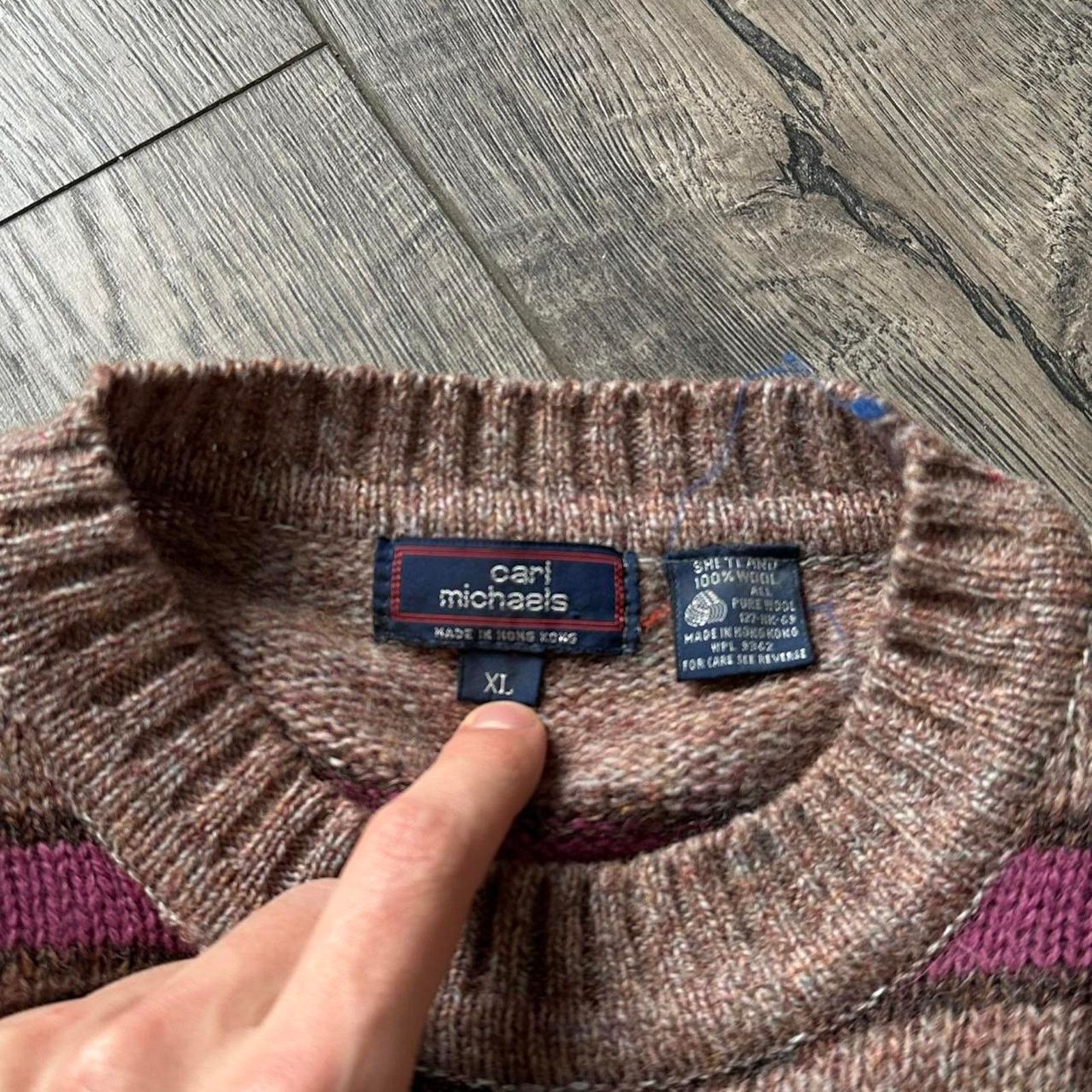Vintage Perfect Vintage 80s Thrashed Grunge Striped Wool Sweater Size US XL / EU 56 / 4 - 6 Thumbnail