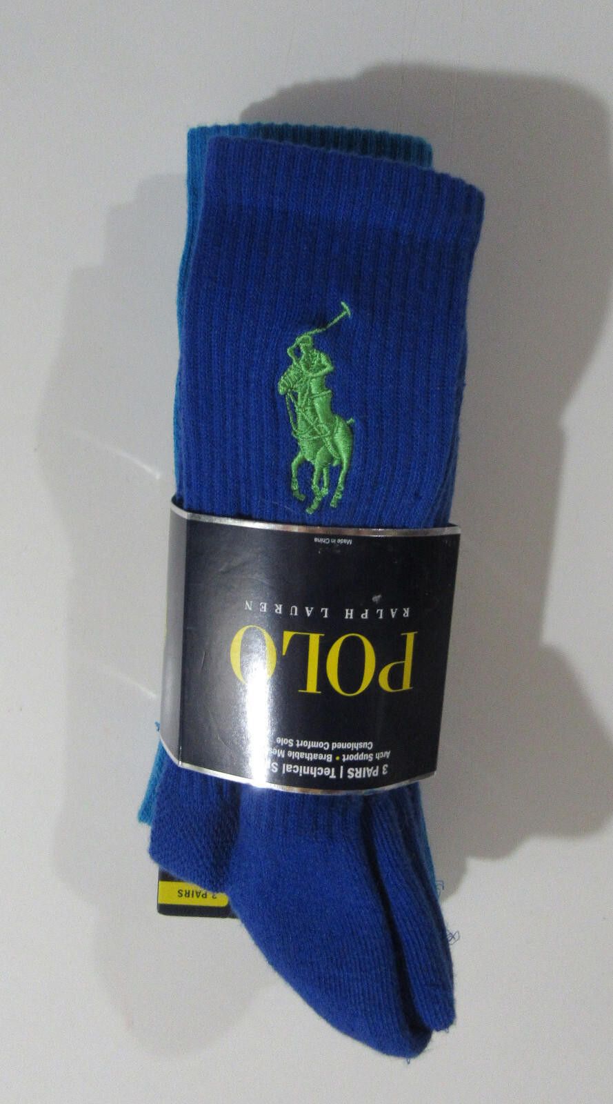 Polo Ralph Lauren Polo Ralph Lauren Big Pony Crew Socks Blue Tones 3 pk RARE Size ONE SIZE - 2 Thumbnail
