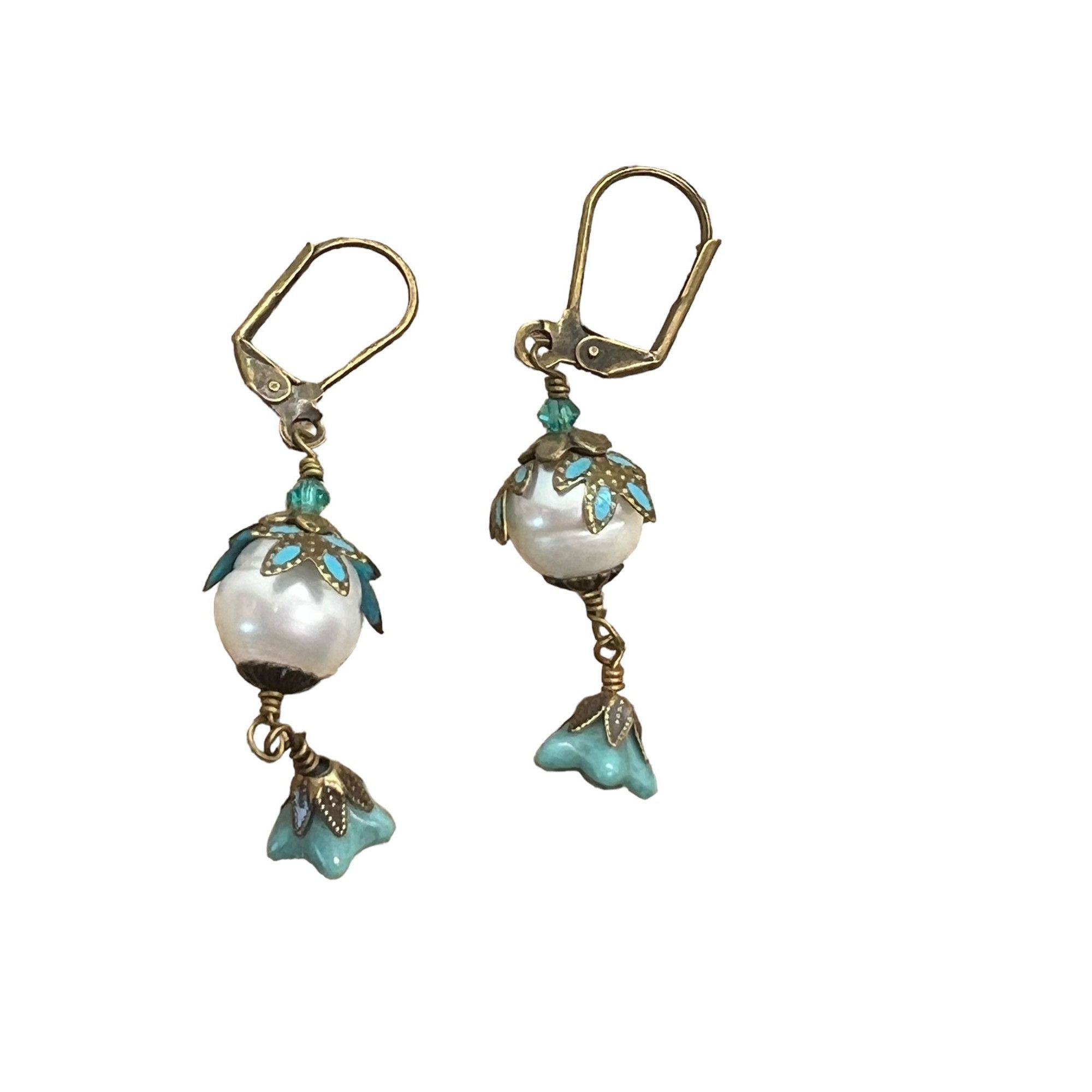 Other Steph King Artisan Hand Painted Earrings Leverback Dangle Pe Size ONE SIZE - 4 Thumbnail