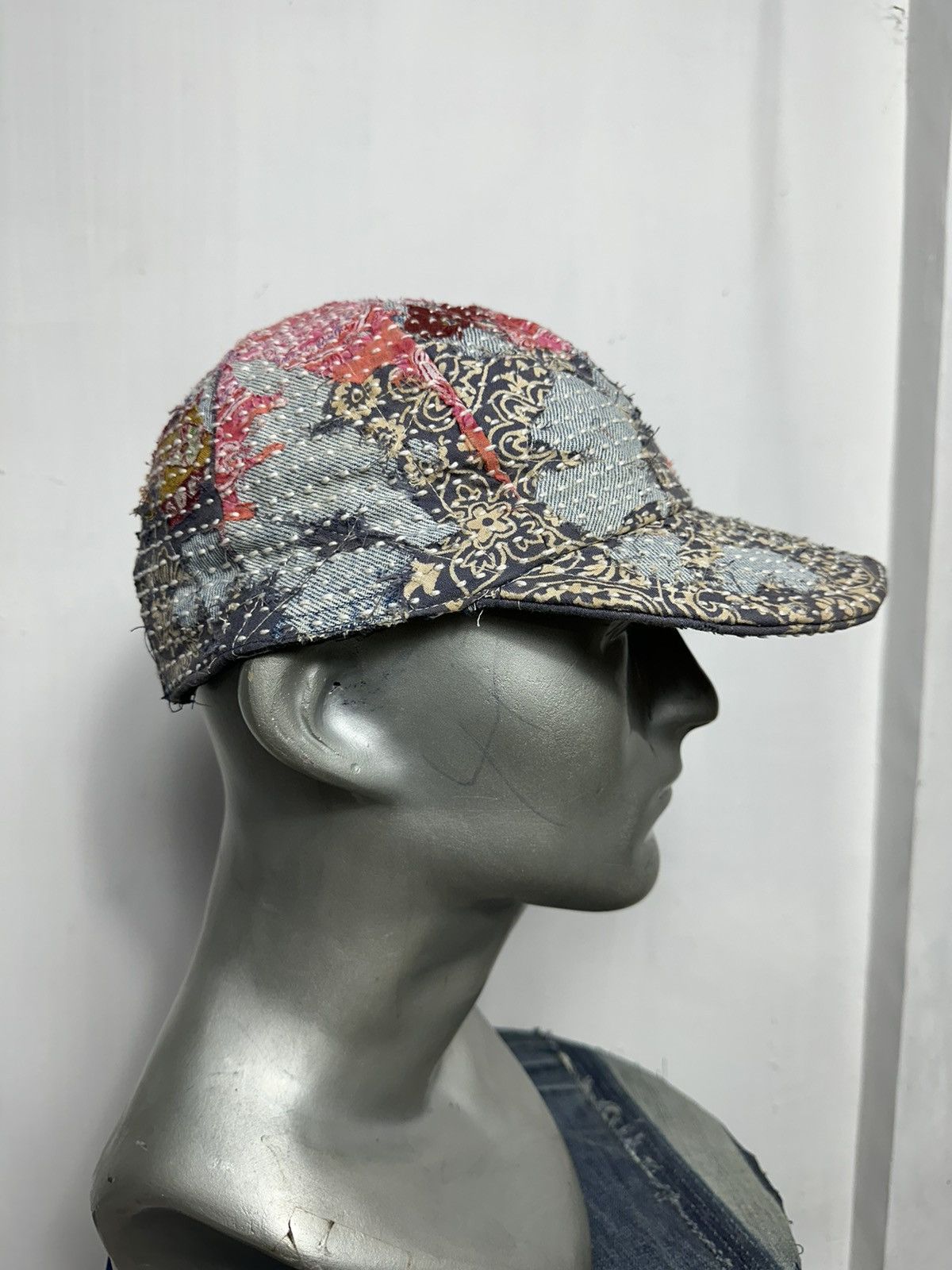 Handmade Custom Made Distressed Paisley Patchwork Boro hats Size ONE SIZE - 7 Thumbnail