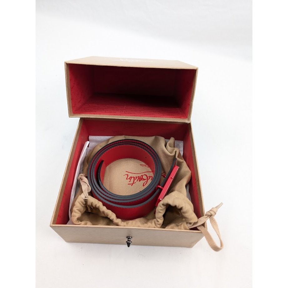 Christian Louboutin o1rshd1 Size: 100 / Calf Happy Rui CL Logo Belt in Loubi Size 38 - 19 Thumbnail