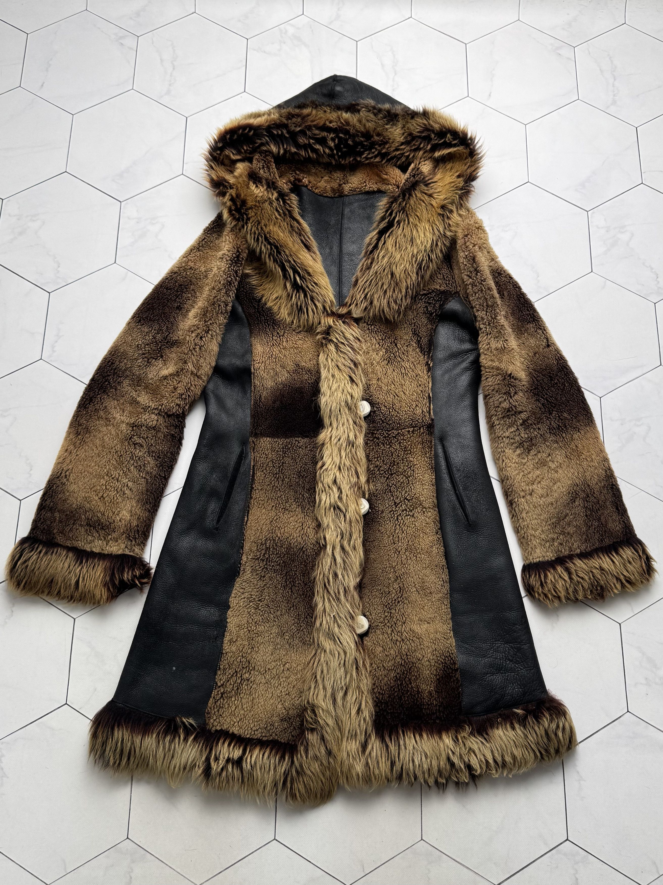 Vintage Vintage Real Sheepskin Hooded Coat (B550)E2D15 Size M / US 6-8 / IT 42-44 - 1 Thumbnail