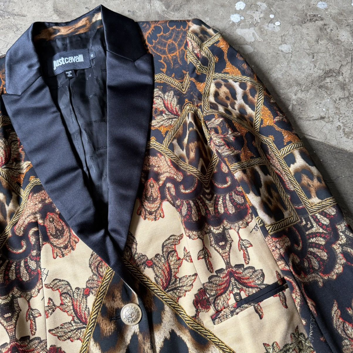 Just Cavalli Just Cavalli - Single Button Printed Tuxedo Jacket Size M / US 6-8 / IT 42-44 - 4 Thumbnail