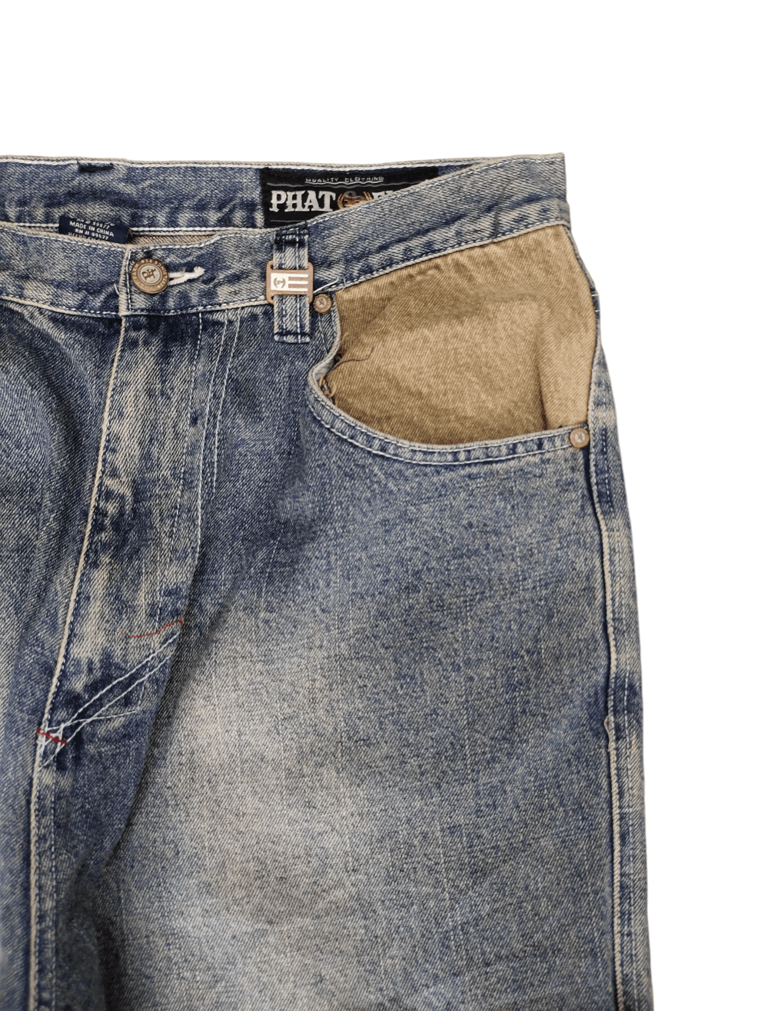 Phat Farm Crazy Vintage Y2k Phat Farm Patchwork Jnco Style Baggy Jeans Size US 35 - 3 Thumbnail