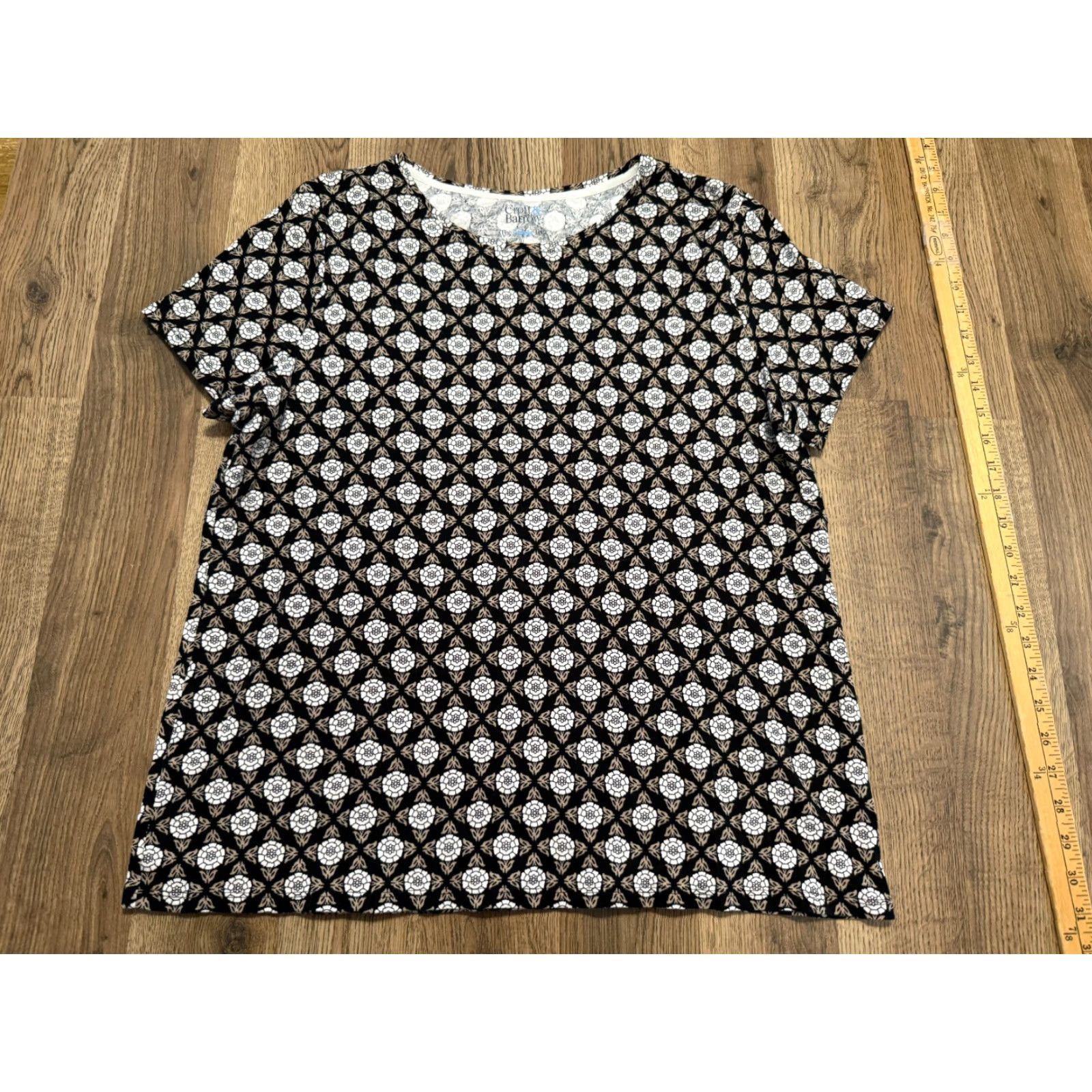 Croft & Barrow VINTAGE Croft & Barrow Shirt Womens XL Black White Allover Print The Classic Tee Size XL / US 12-14 / IT 48-50 - 2 Thumbnail