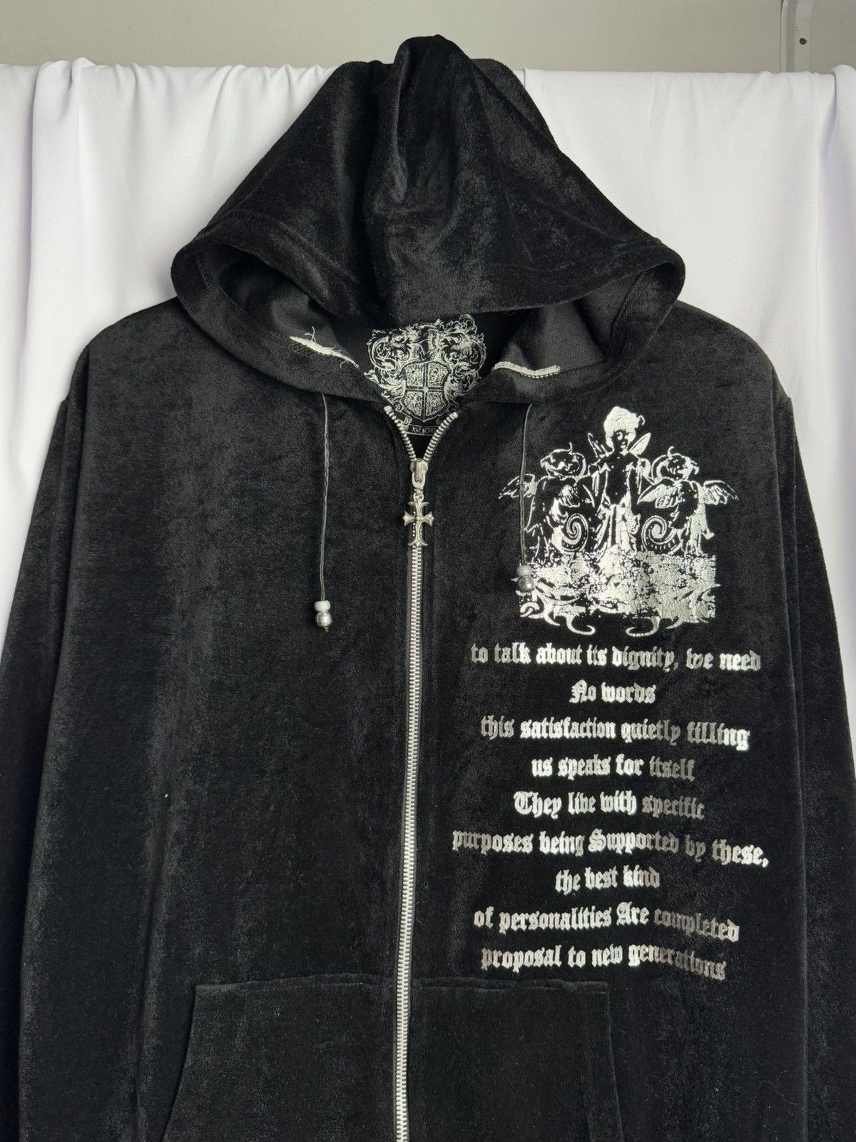 Japanese Brand Velvet Hoodie Poem Age Core Ifsix Lgb Styled Size US L / EU 52-54 / 3 - 3 Thumbnail