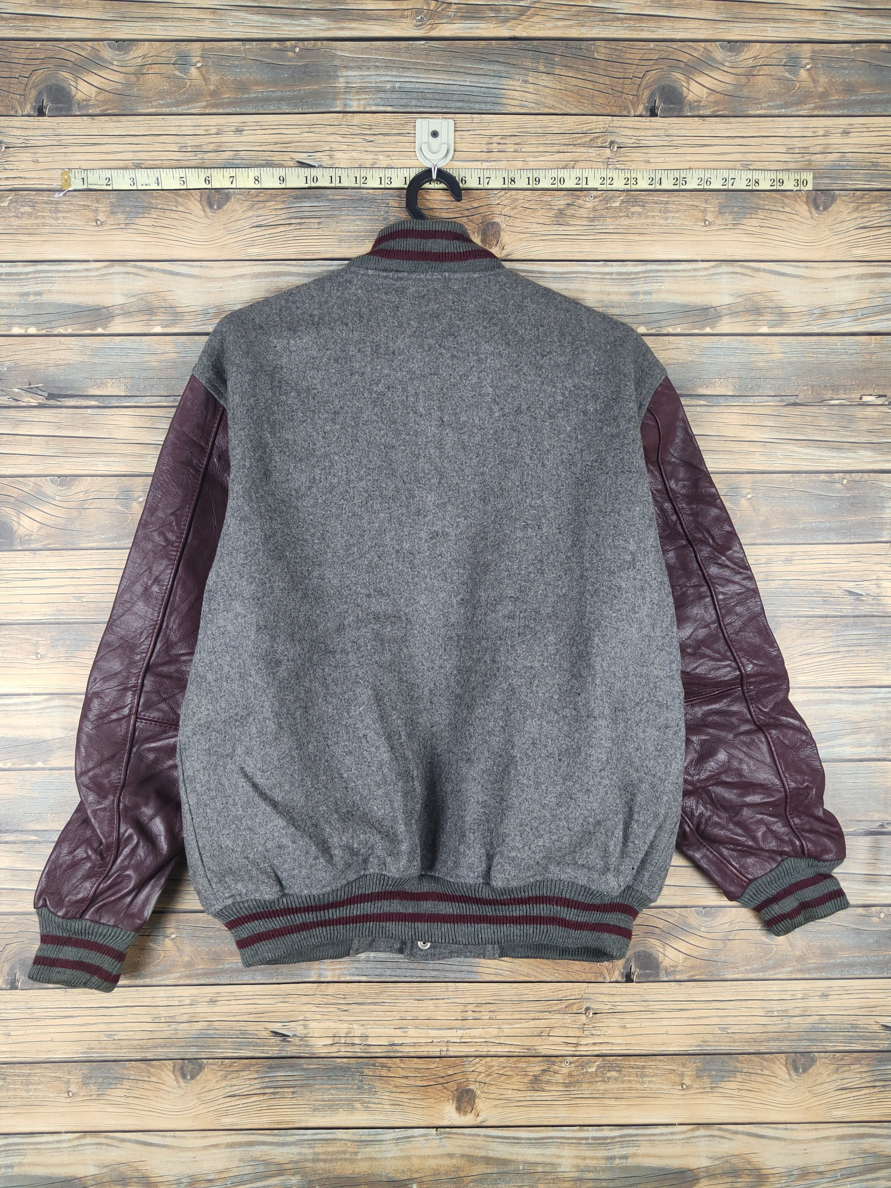 Leather University Shop Gray Maroon Leather Varsity Jackets #W1073 Size US L / EU 52-54 / 3 - 10 Thumbnail
