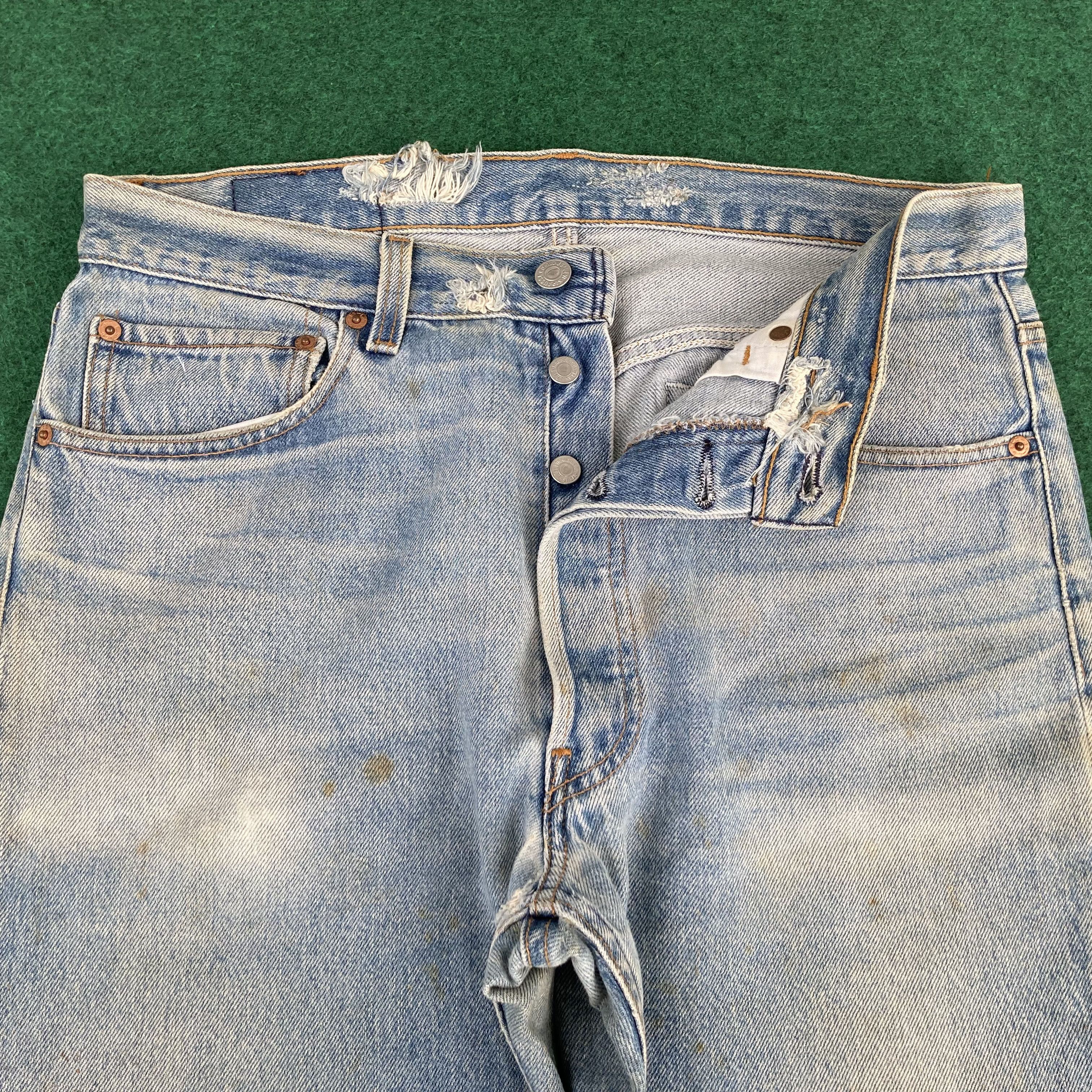 Levi's × Vintage Vtg Levis 501xx Faded Blue Sz 33 Punk Grunge Jeans Size US 33 - 4 Thumbnail