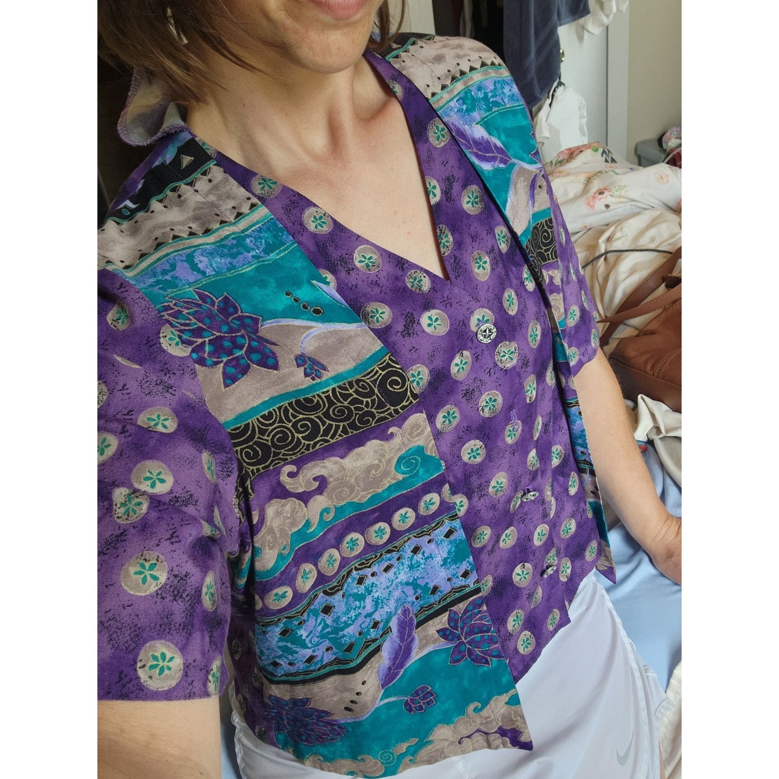 Bentley Vtg Bentley Boho Crop Top Purple Streetwear Size Medium USA Size M / US 6-8 / IT 42-44 - 2 Thumbnail