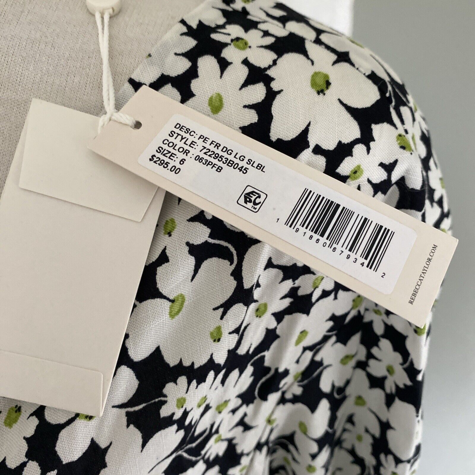 Rebecca Taylor Rebecca Taylor Black White Floral Drawstring V-Neck 6 Size M / US 6-8 / IT 42-44 - 4 Thumbnail