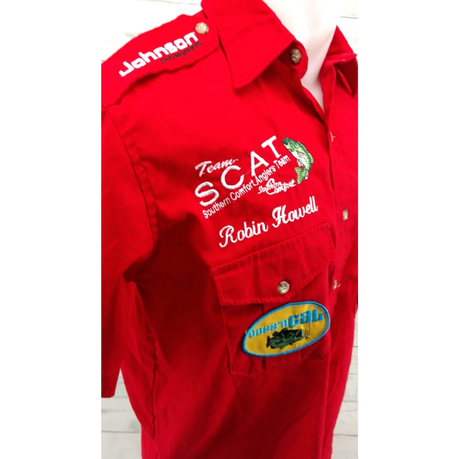 Vintage Red Size Medium Button Fishing Shirt Team SCAT Robin Howell Triton Boats Mens Size US M / EU 48-50 / 2 - 5 Thumbnail