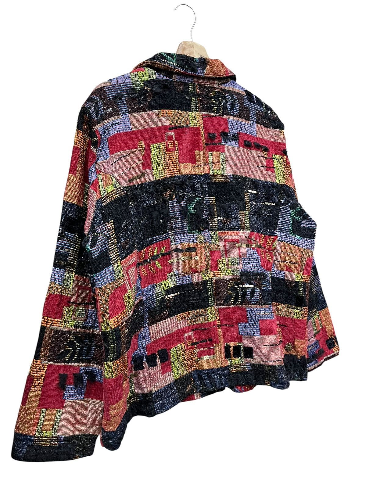 Chicos Vtg Tapestry Patchwork Art Blazer Grunge Avant Garde Jacket Size M / US 6-8 / IT 42-44 - 6 Thumbnail