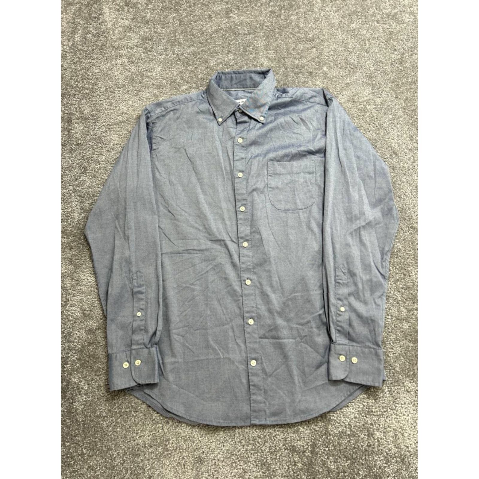 Peter Millar Peter Millar Dress Shirt Mens Medium Gray Cotton Stretch Button-Down Formal Shirt Size 40R - 2 Thumbnail