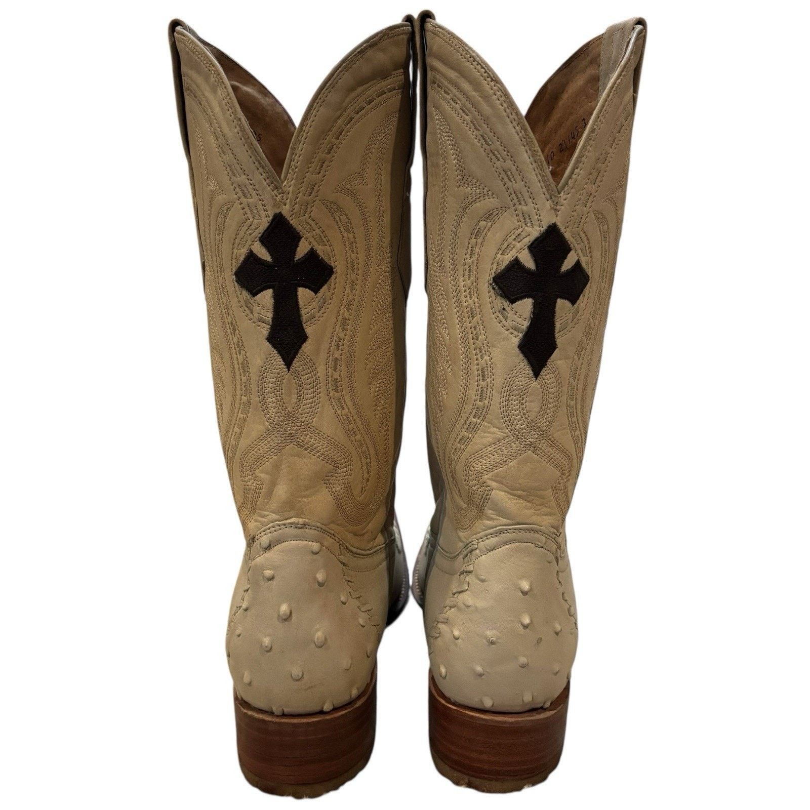 Other Aguila Real Ostrich Leather Cowboy Boots 10 Pointy Toe Cream Size US 10 / EU 43 - 4 Thumbnail