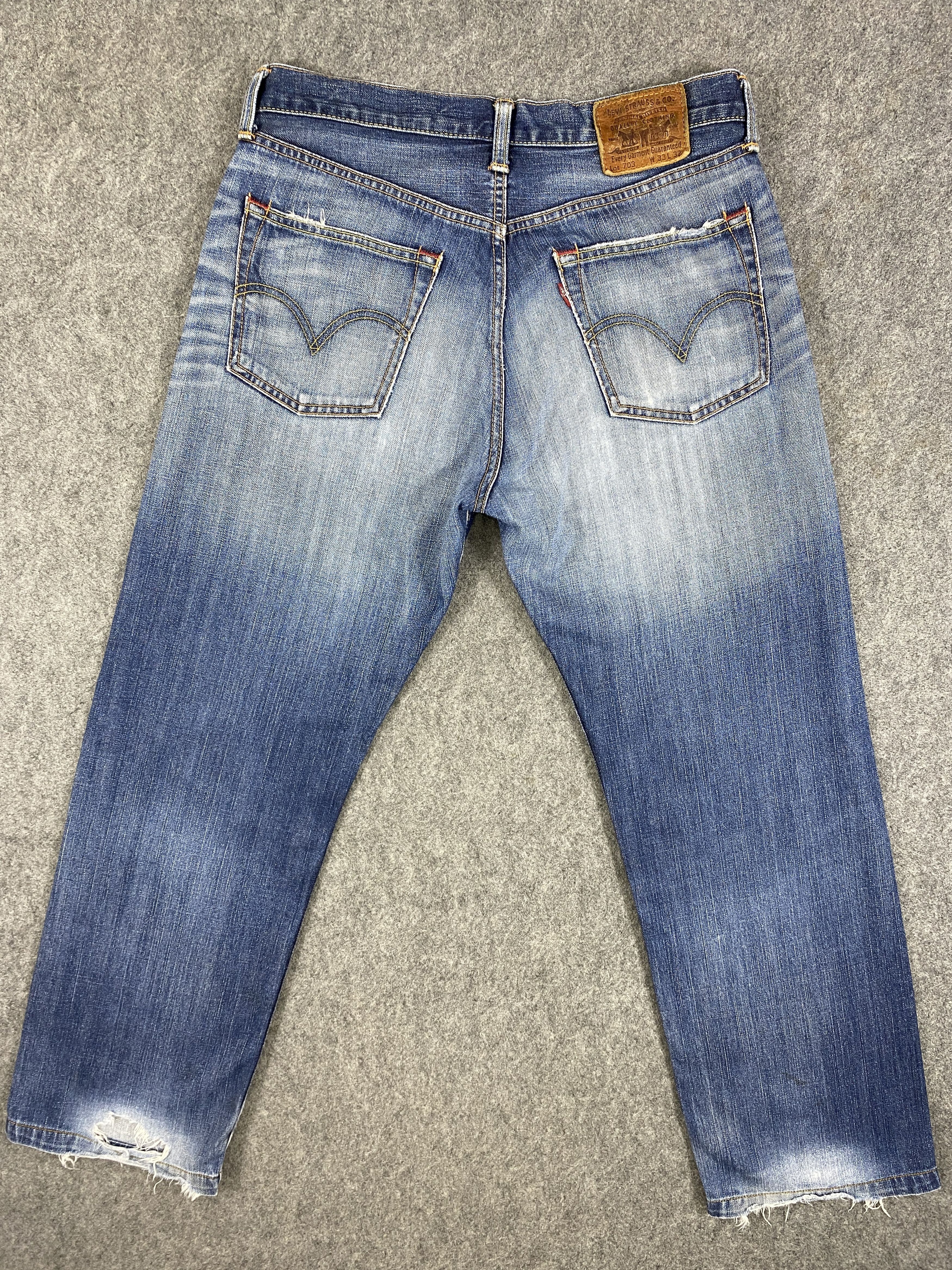 Levi's Distressed Blue Vintage Levi's 703 33x29.5 Denim -JN2373 Size US 33 - 2 Thumbnail