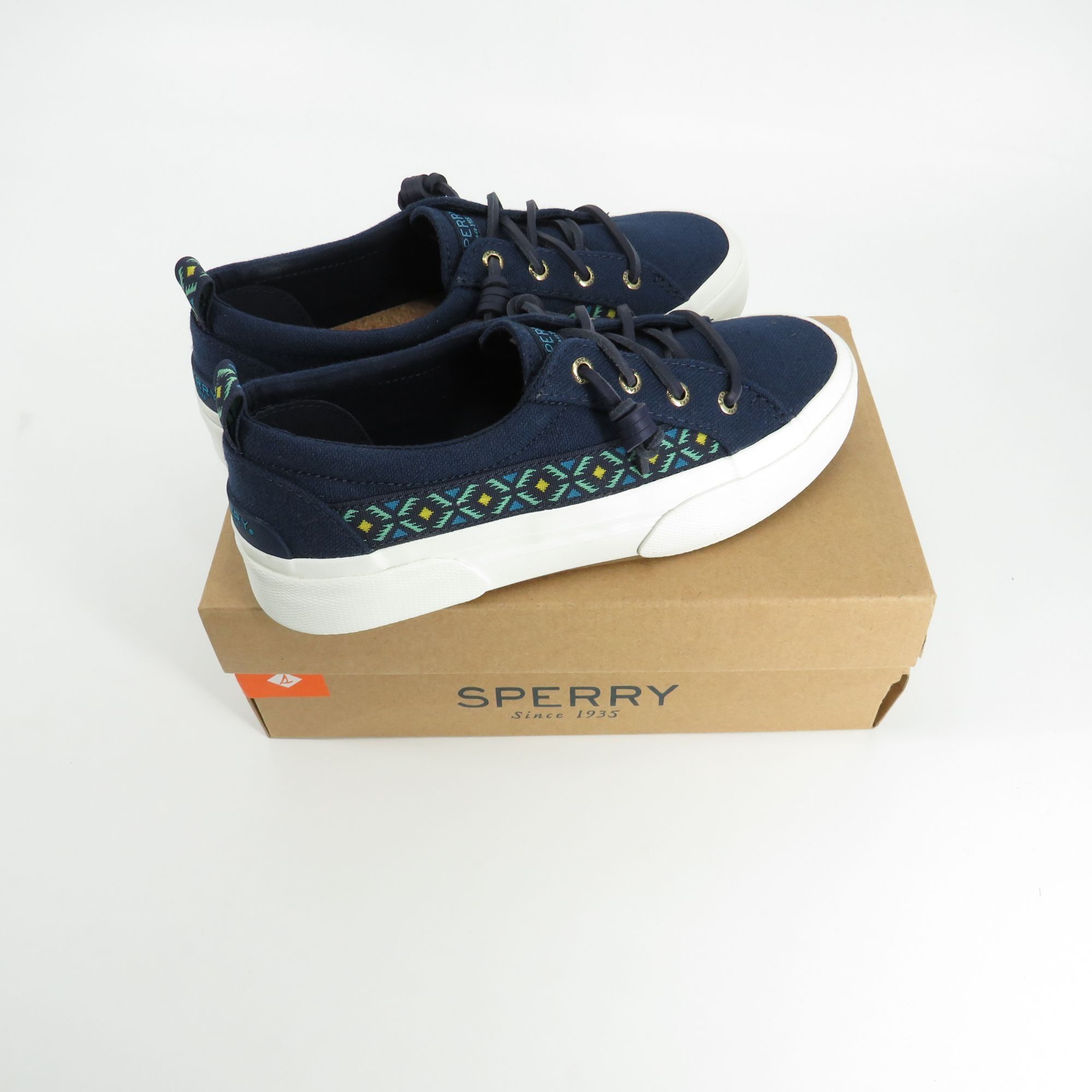 Sperry Sperry Womens Navy Canvas Sneakers Patterned Details White S Size US 6.5 / IT 36.5 - 1 Thumbnail
