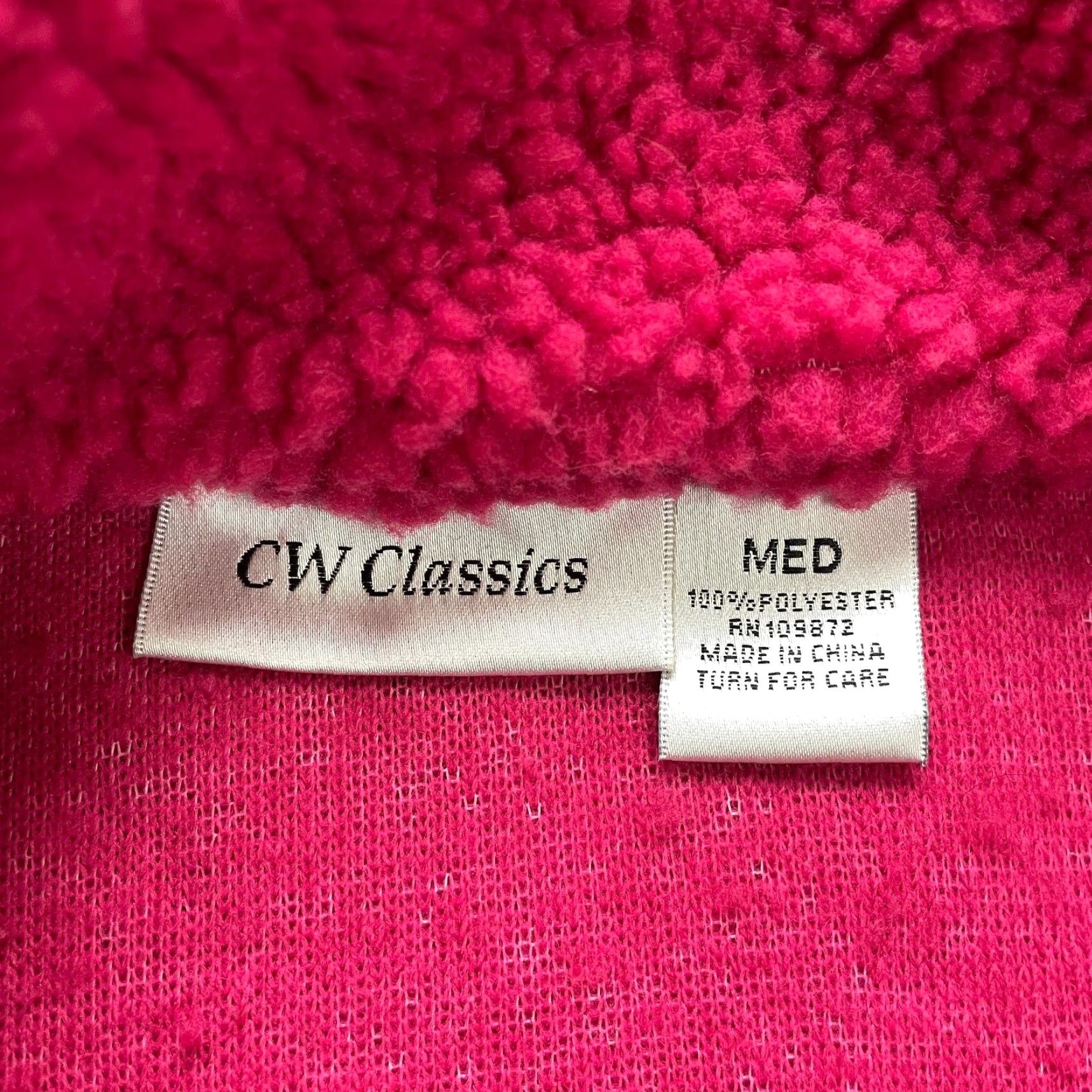 Vintage CW Classics Jacket Women's Medium Pink Collared Sherpa Coat with Pockets, Button Down, Zip, Fall/Winter, Casual, Travel, Regular Fit Size M / US 6-8 / IT 42-44 - 6 Thumbnail