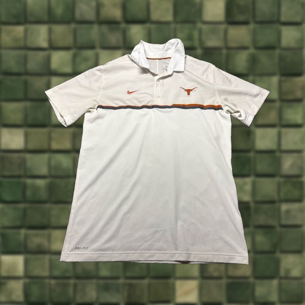 Nike Nike Polo Shirt Mens Large White Striped Dri-Fit Texas Longhorns Size US L / EU 52-54 / 3 - 1 Thumbnail