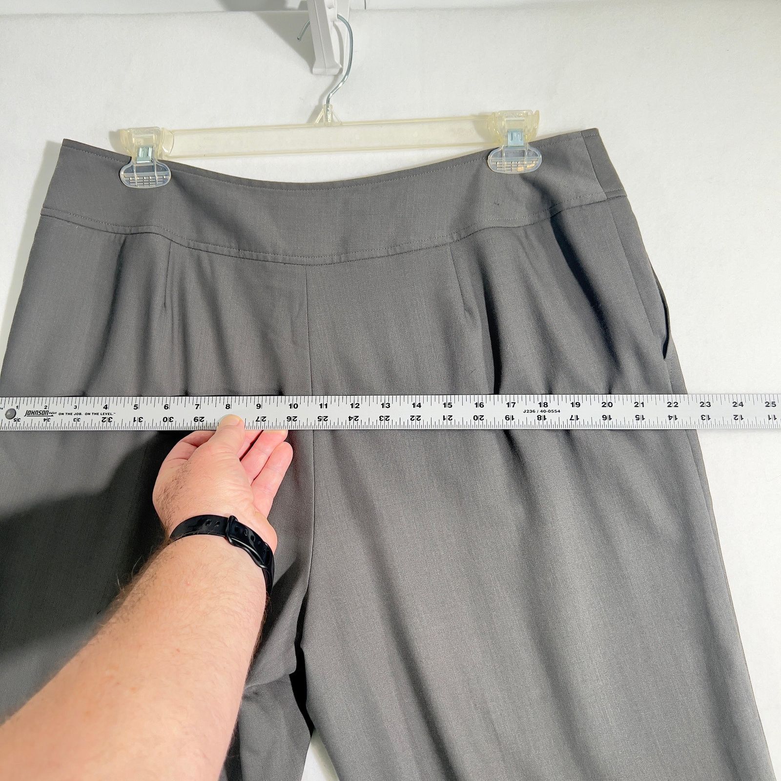 Robert Talbott Talbots Pull On Pants Woman 16 Italian Wool Grey Pockets Size 37" - 7 Thumbnail