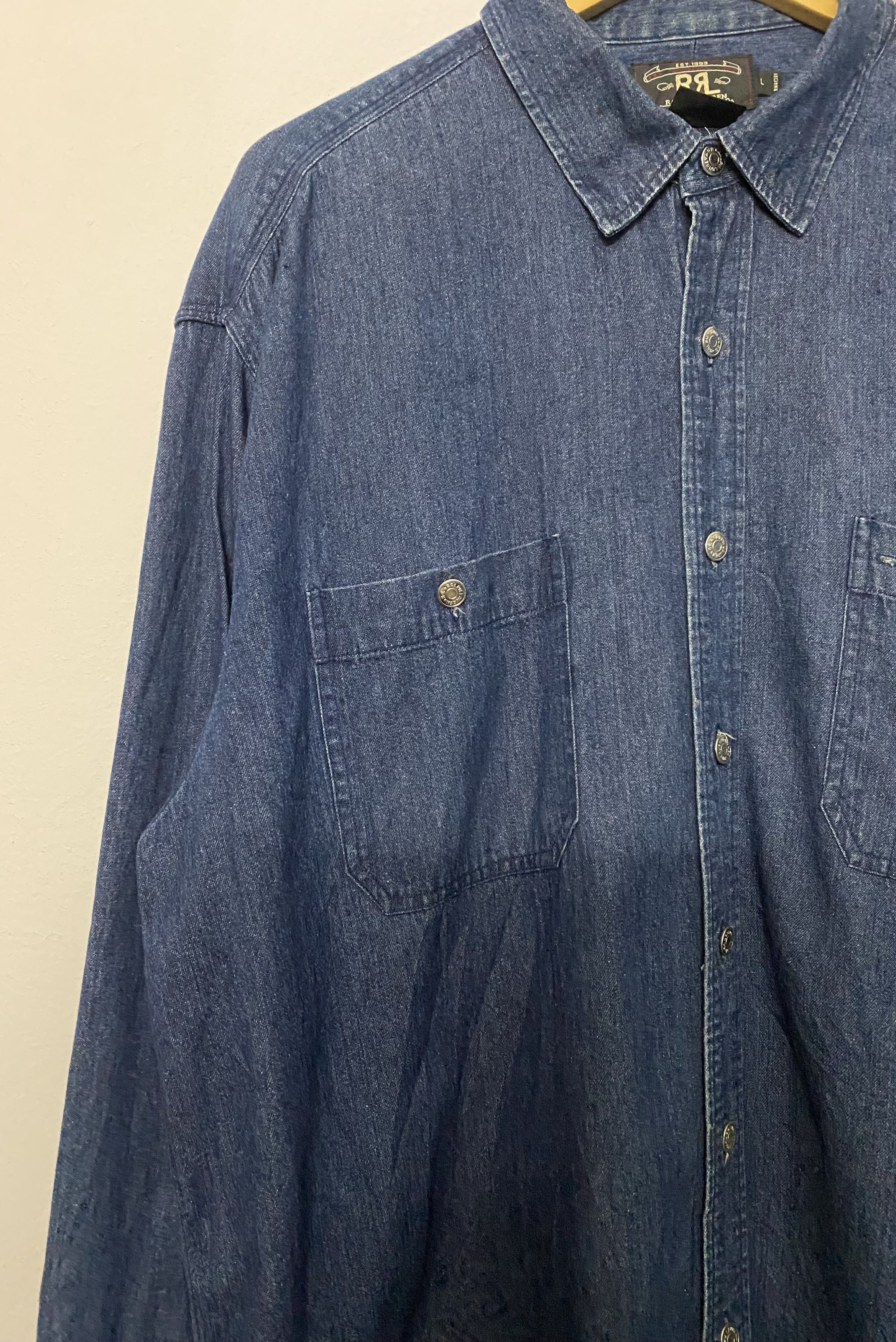 RRL Ralph Lauren RRL Ralph Lauren Double RL Indigo Denim Chambray Size L Size US L / EU 52-54 / 3 - 5 Thumbnail