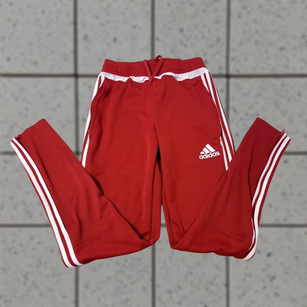 Adidas Mens adidas Pants Small Red Athletic Gym Workout Jogger Size US 29 - 1 Thumbnail