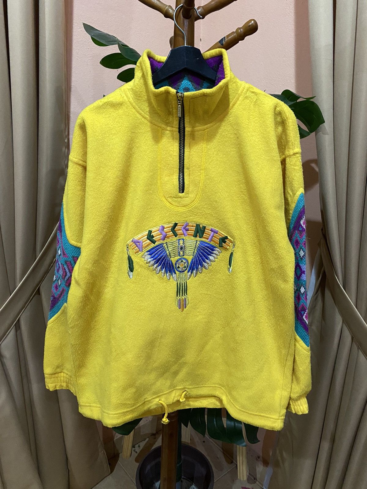 Descente Vintage Descente Yellow Fleece Half-Zip Tribal Design Size US M / EU 48-50 / 2 - 1 Thumbnail