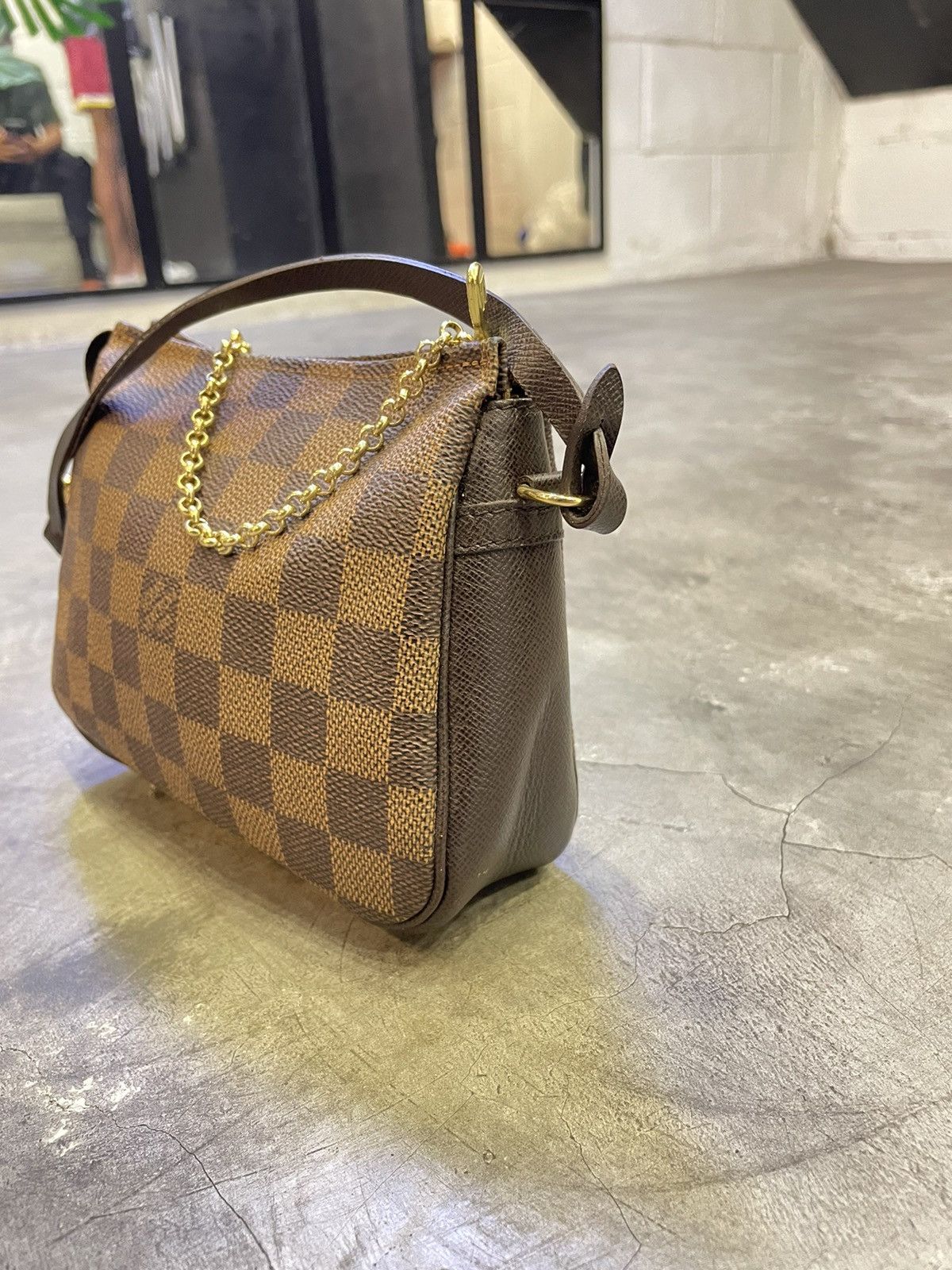 LOUIS VUITTON 2001 Damier Top Handle Bag Mini Vintage