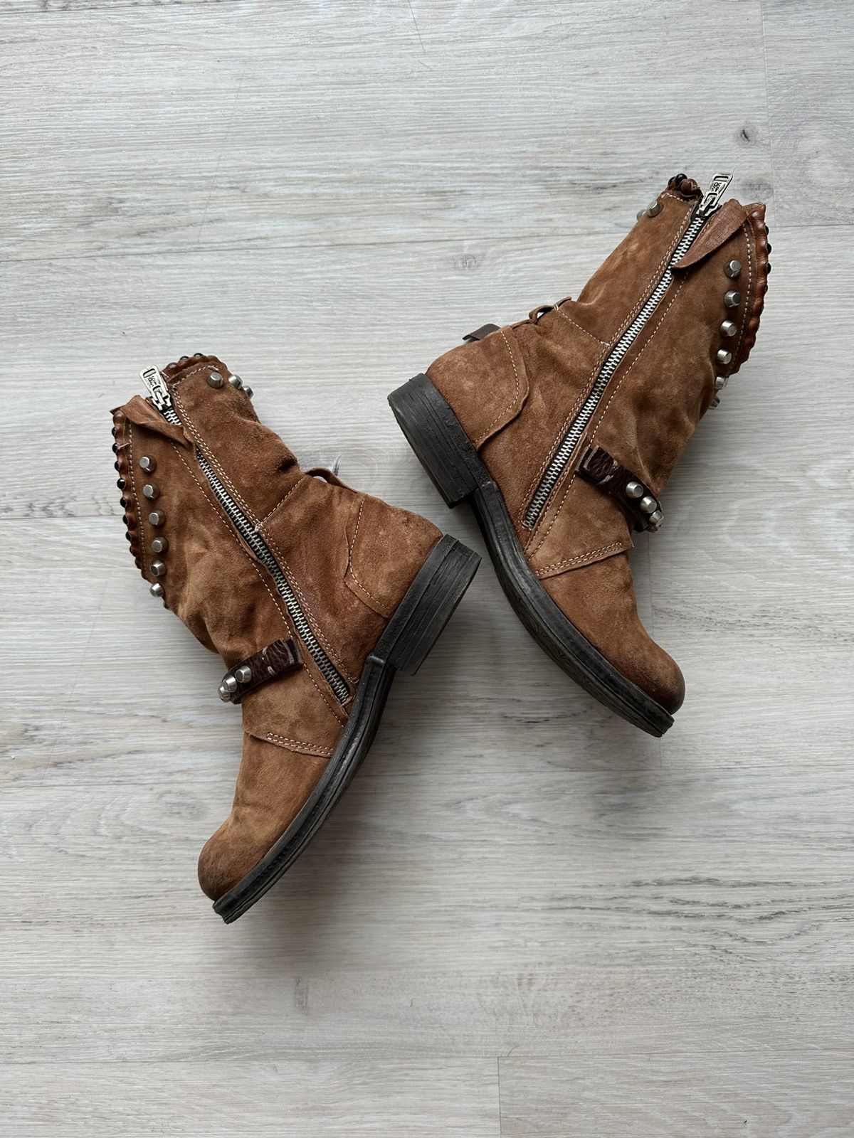 If Six Was Nine Vintage Italian AS 98 Rick Owens Style Leather Biker Boots Size US 7 / IT 37 - 5 Thumbnail