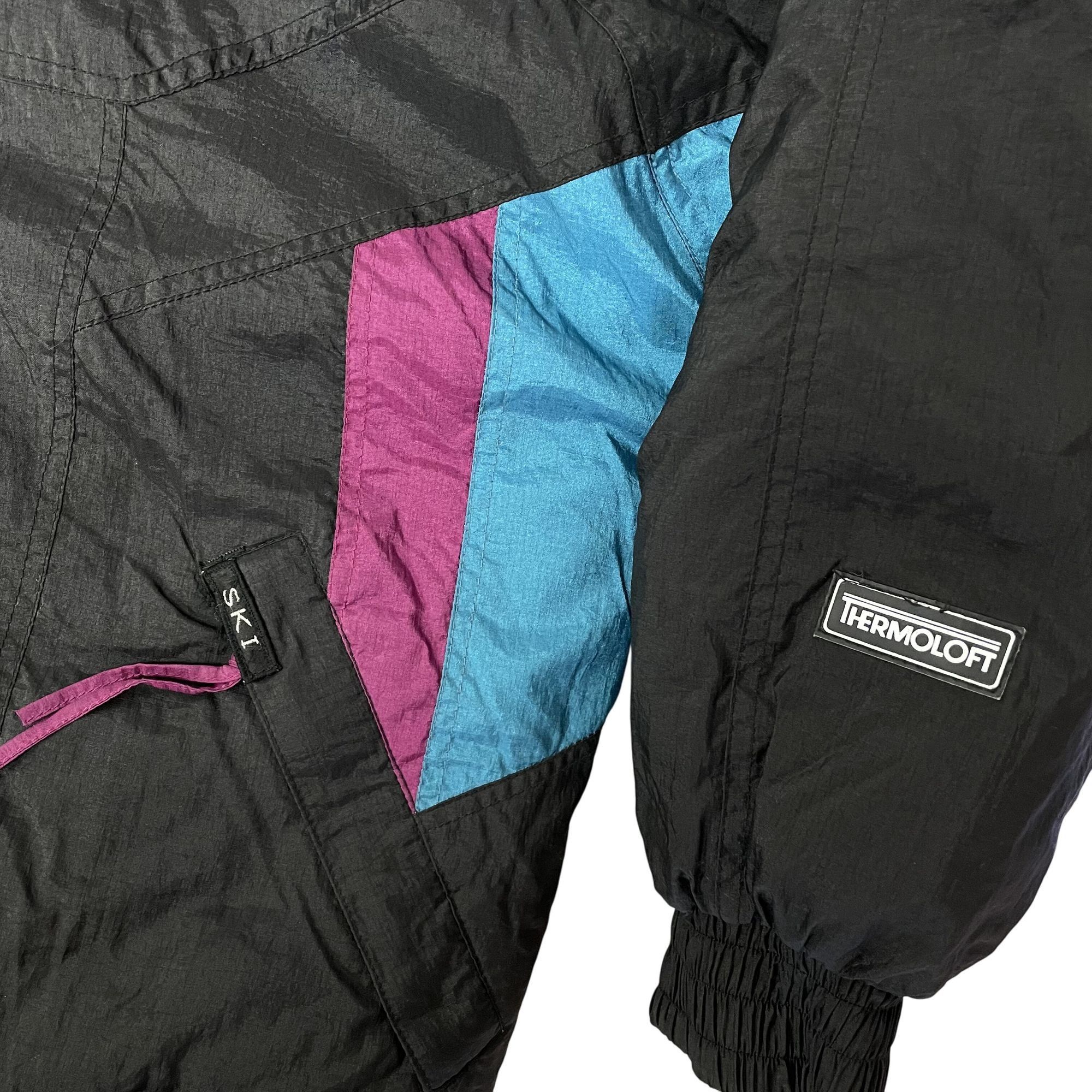 Other Vtg Thermoloft Black Blue COLOR BLOCK Nylon Puffer Jacket Size US M / EU 48-50 / 2 - 3 Thumbnail