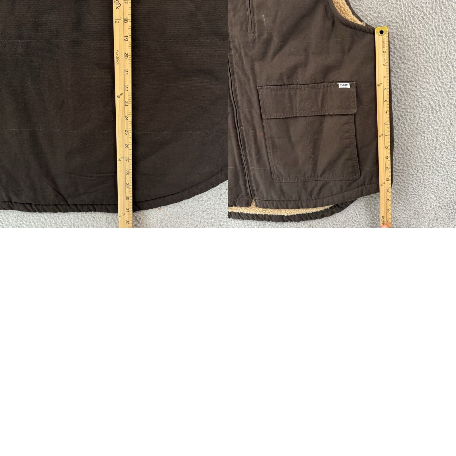 Lee Lee Vest 2XL Brown Canvas Sherpa Lined Full Zip Workwear Casual Outdoor Jacket/Coat, Mens, Regular, 90s Southwestern Western American Theme Size US XXL / EU 58 / 5 - 8 Thumbnail